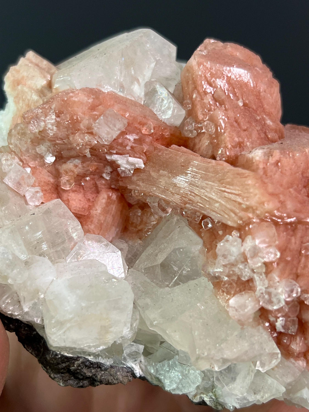 Pink Halite With Apophyllite - Crystal Gemstone AE 