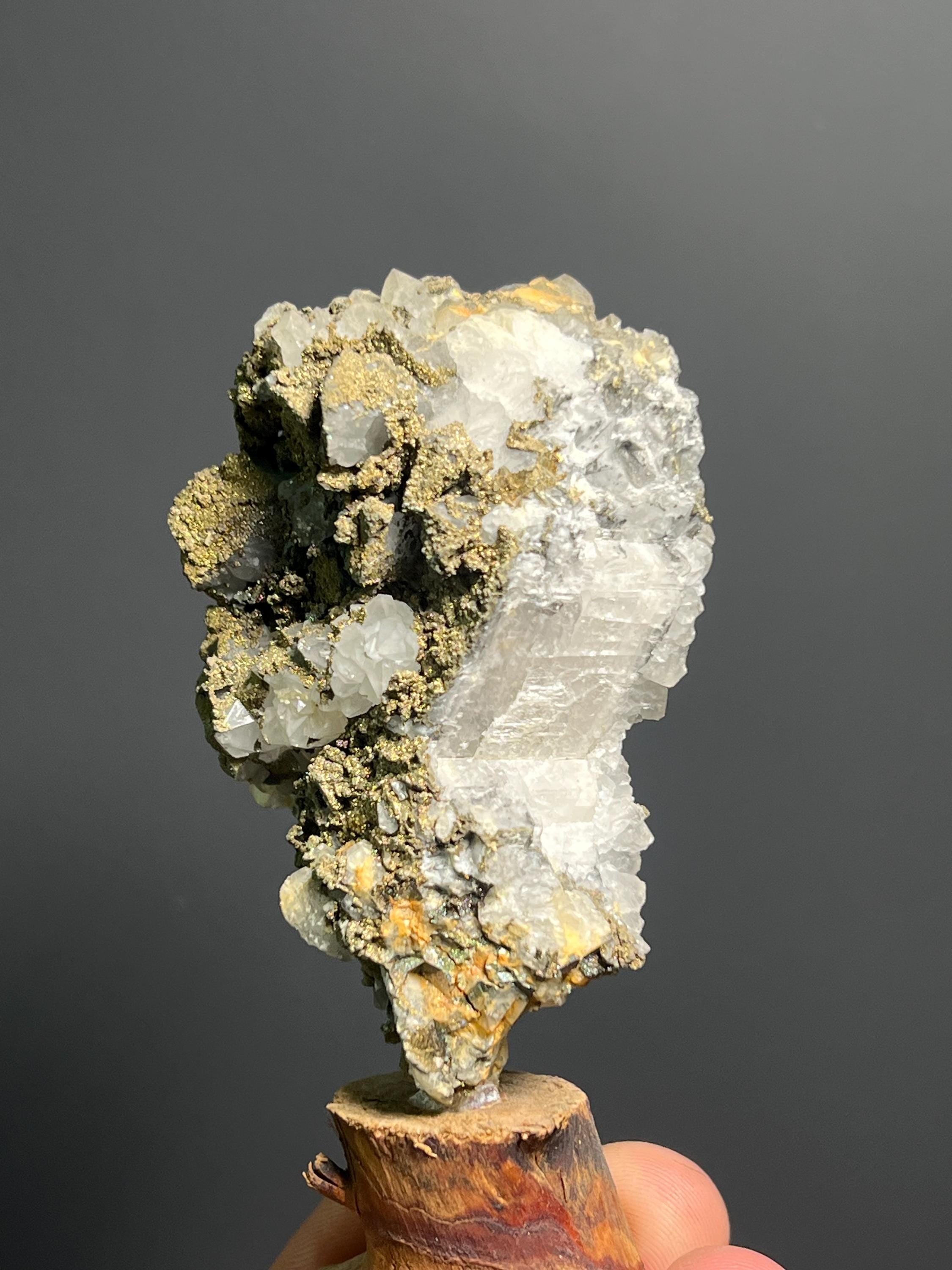 Pyrite On Crystal Quartz Specimen, 100gram - Crystal Gemstone AE 