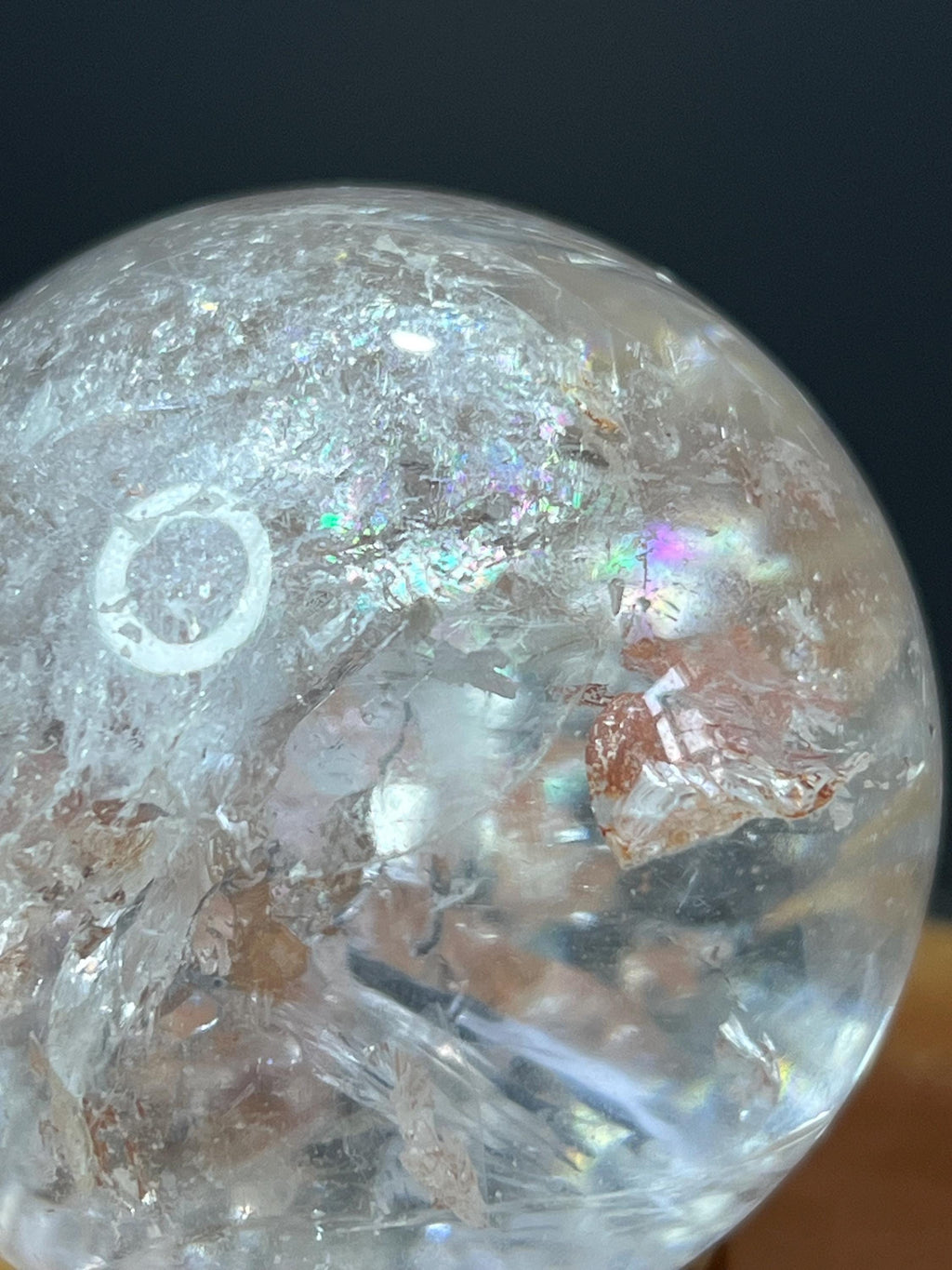 Rainbow Lemurian Quartz Sphere: 6cm Crystal from Brazil - Crystal Gemstone AE 