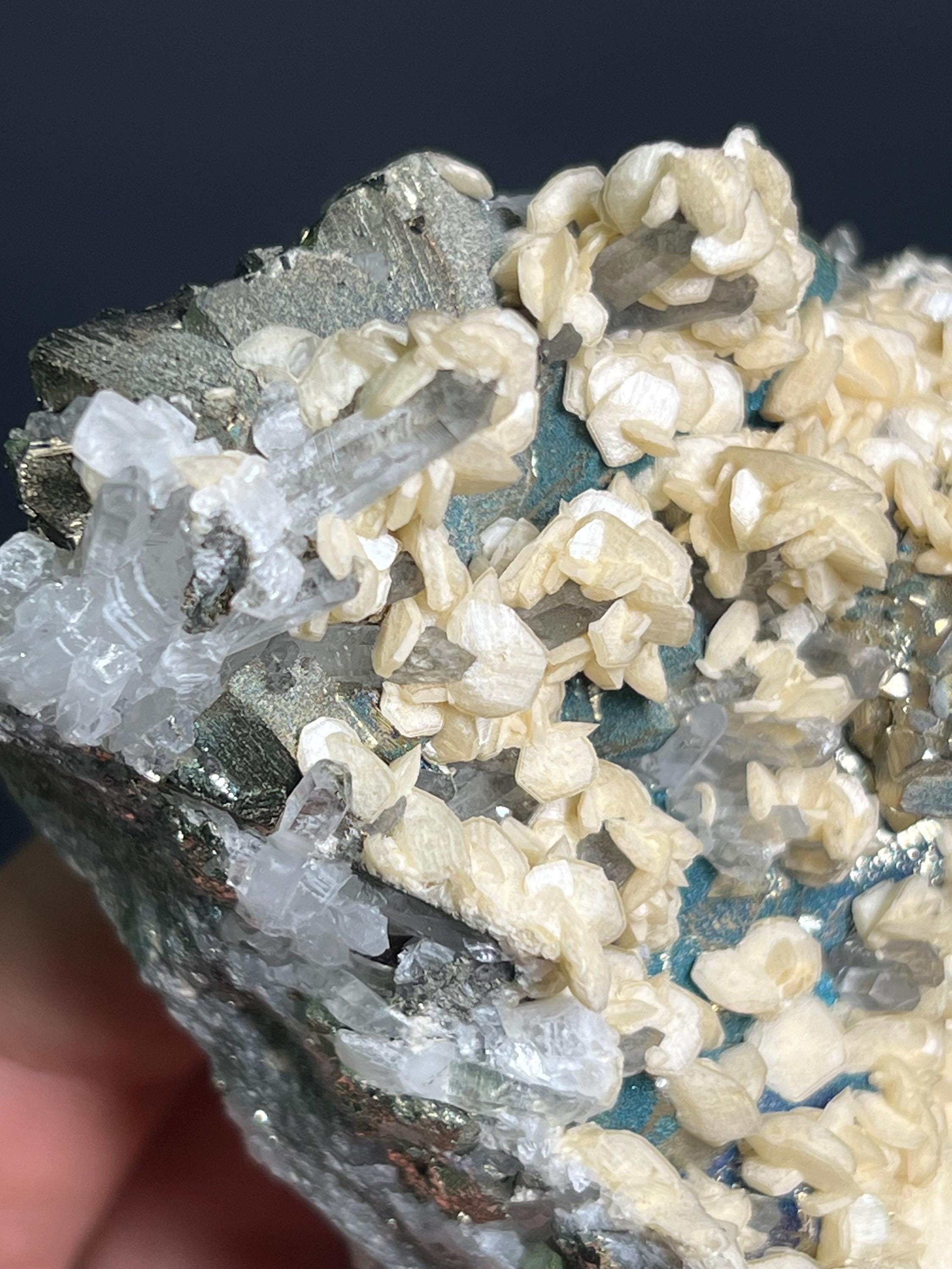 Calcite And Quartz With Chalcopyrite - Crystal Gemstone AE 