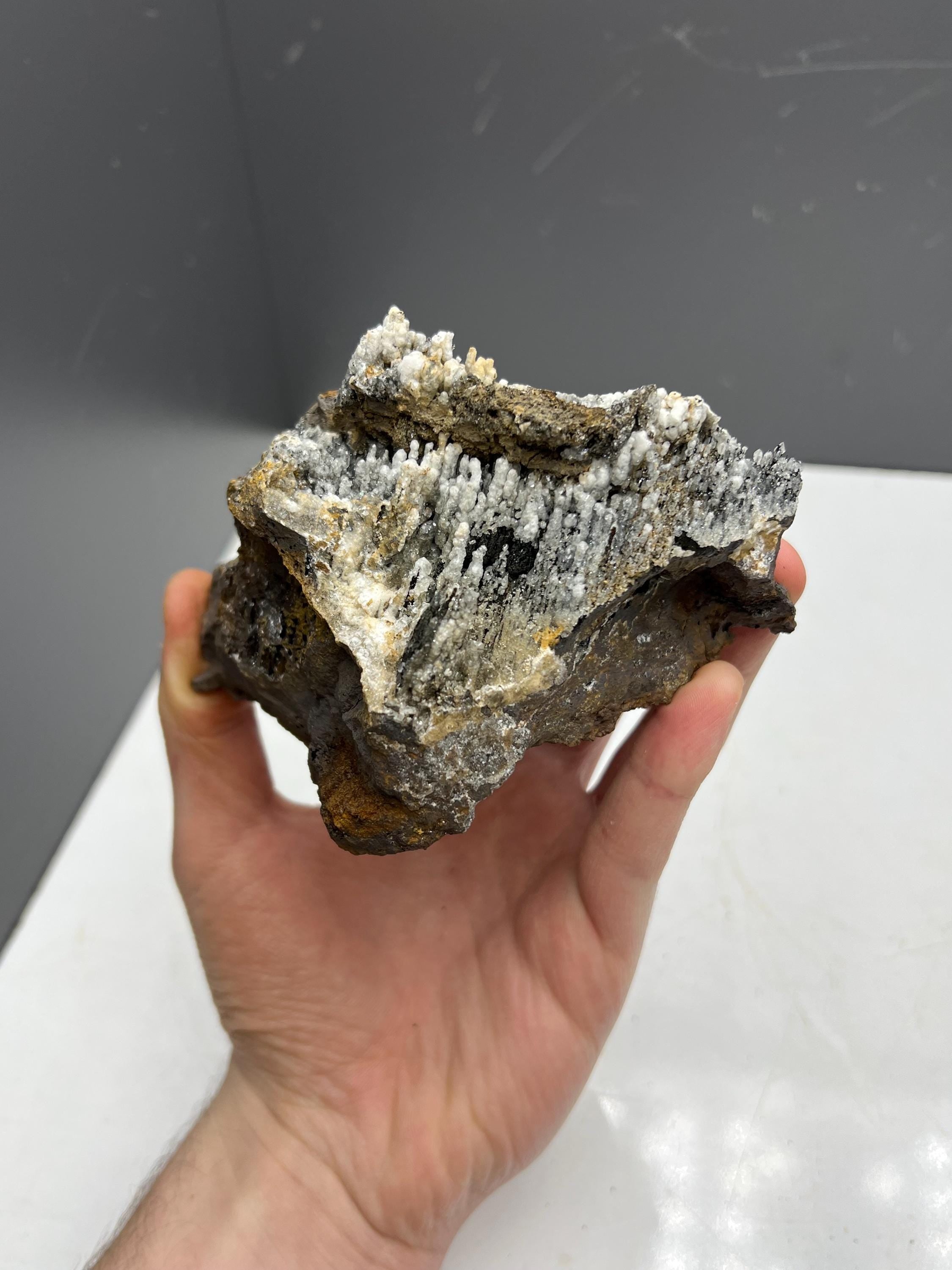Museum quality, Very showy, Crystal calcite on stalactite hematite, From Turkey - Crystal Gemstone AE 