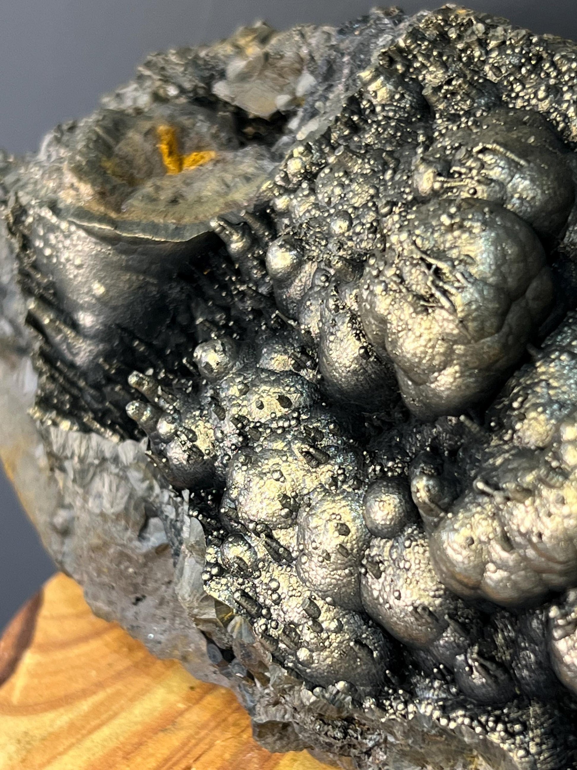 Museum Grade, Very Special Golden Color Stalactite And Botryoidal Formation Goethite Specimen - Crystal Gemstone AE 