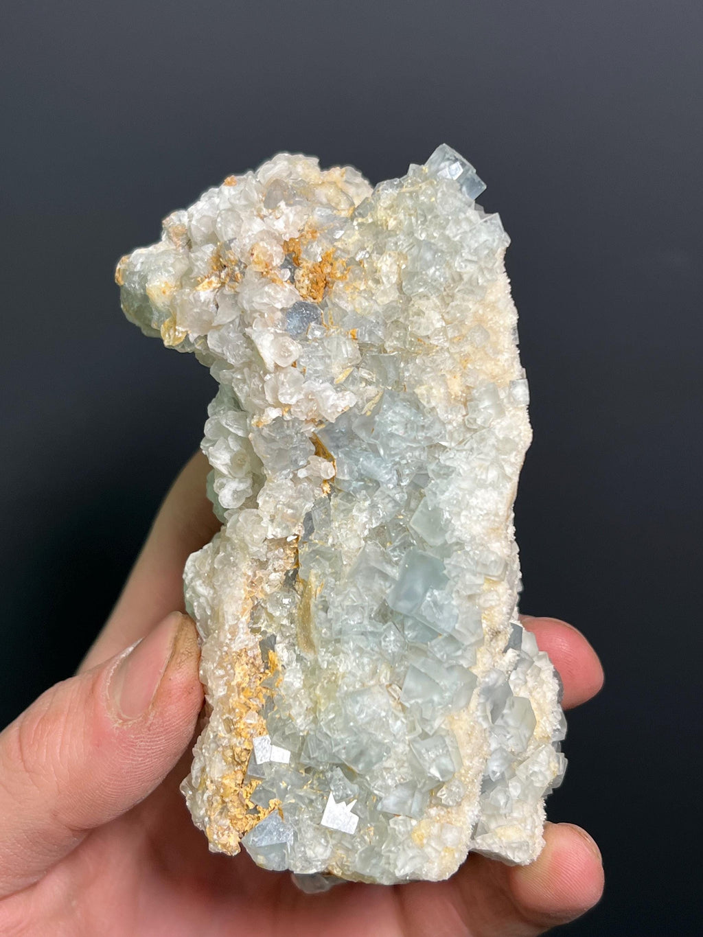 Blue Fluorite With Stilbite, 518gram - Crystal Gemstone AE 