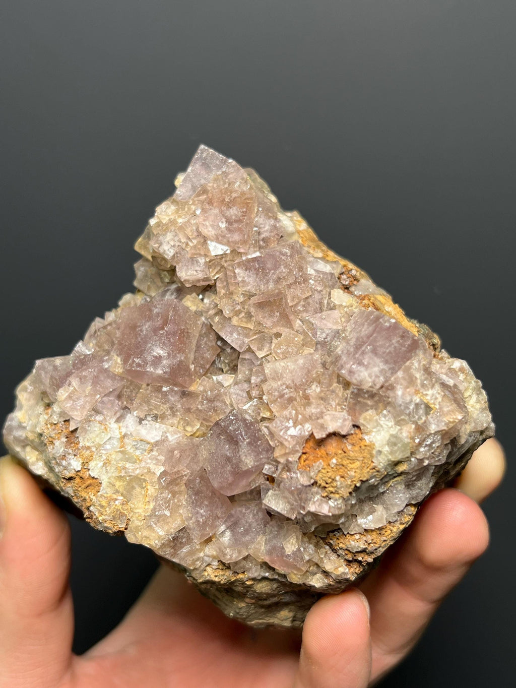 Pink Cubic Fluorite On Pyrite - USA - Crystal Gemstone AE 