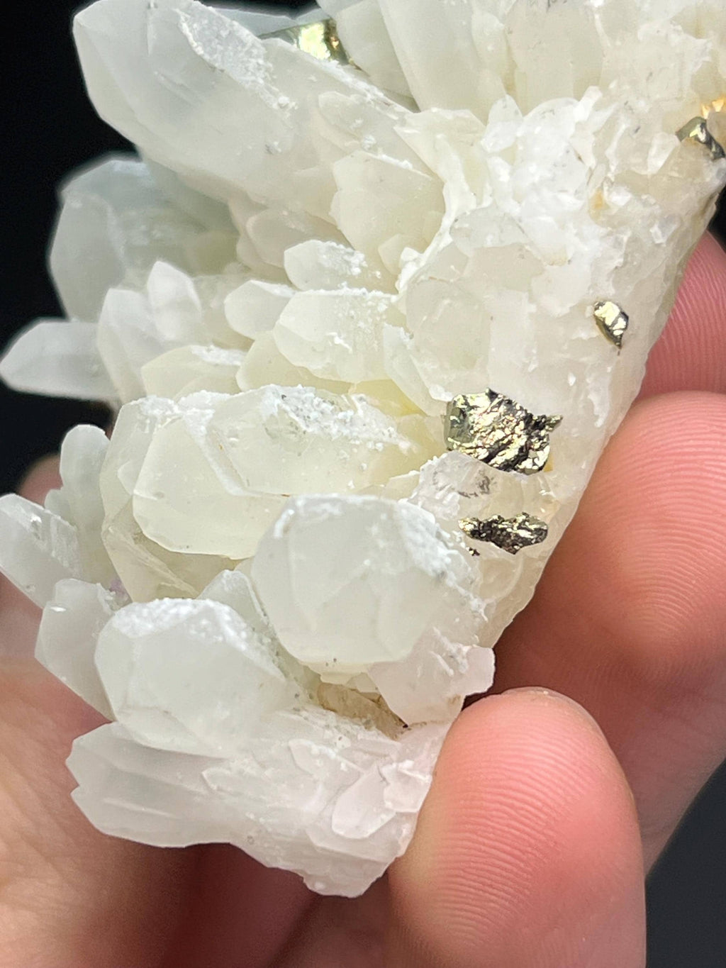 Pyrite And Calcite On Crystal Quartz - Crystal Gemstone AE 