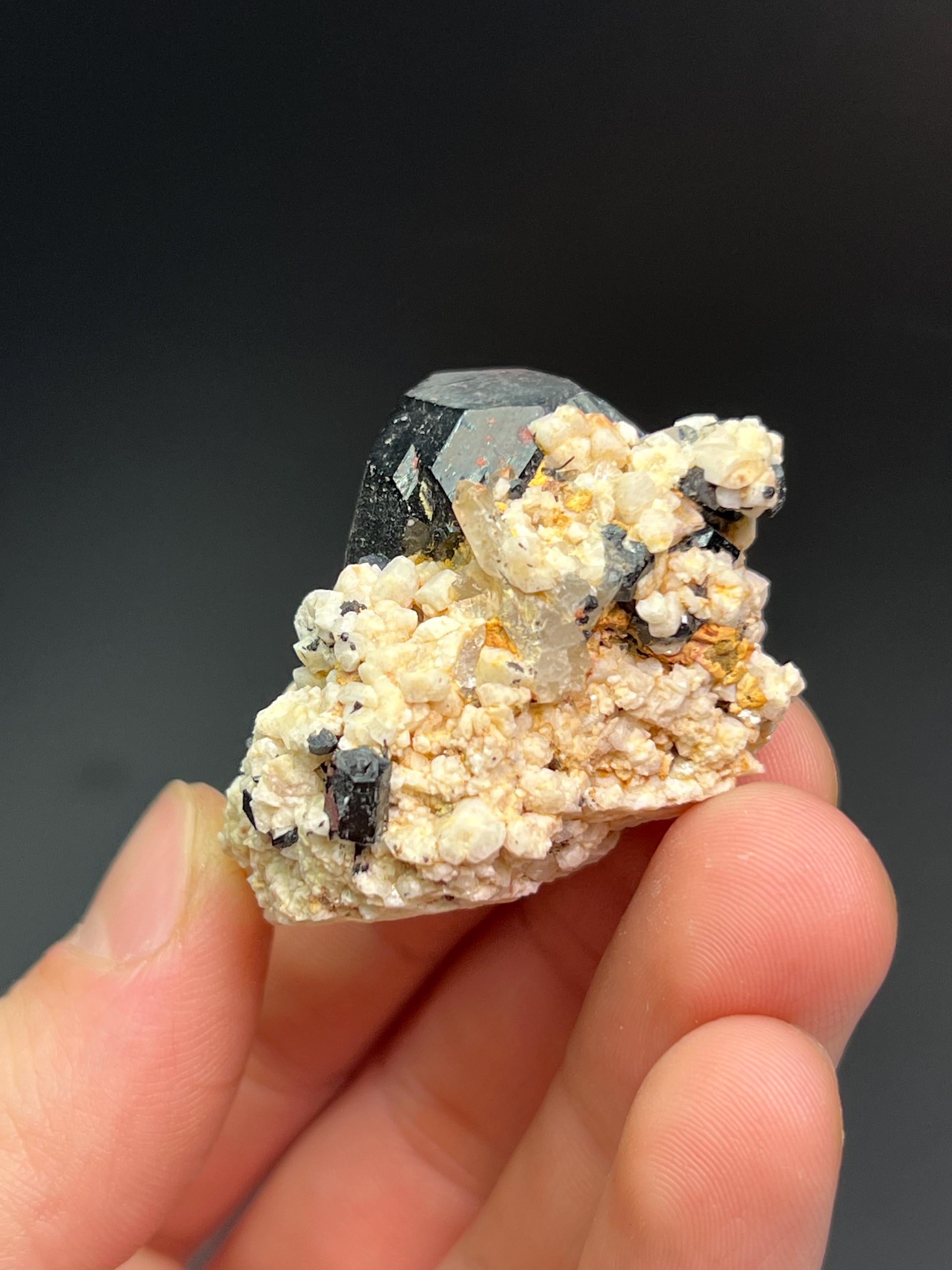 Schrol Tourmaline with Mica Albite Specimen - Crystal Gemstone AE 