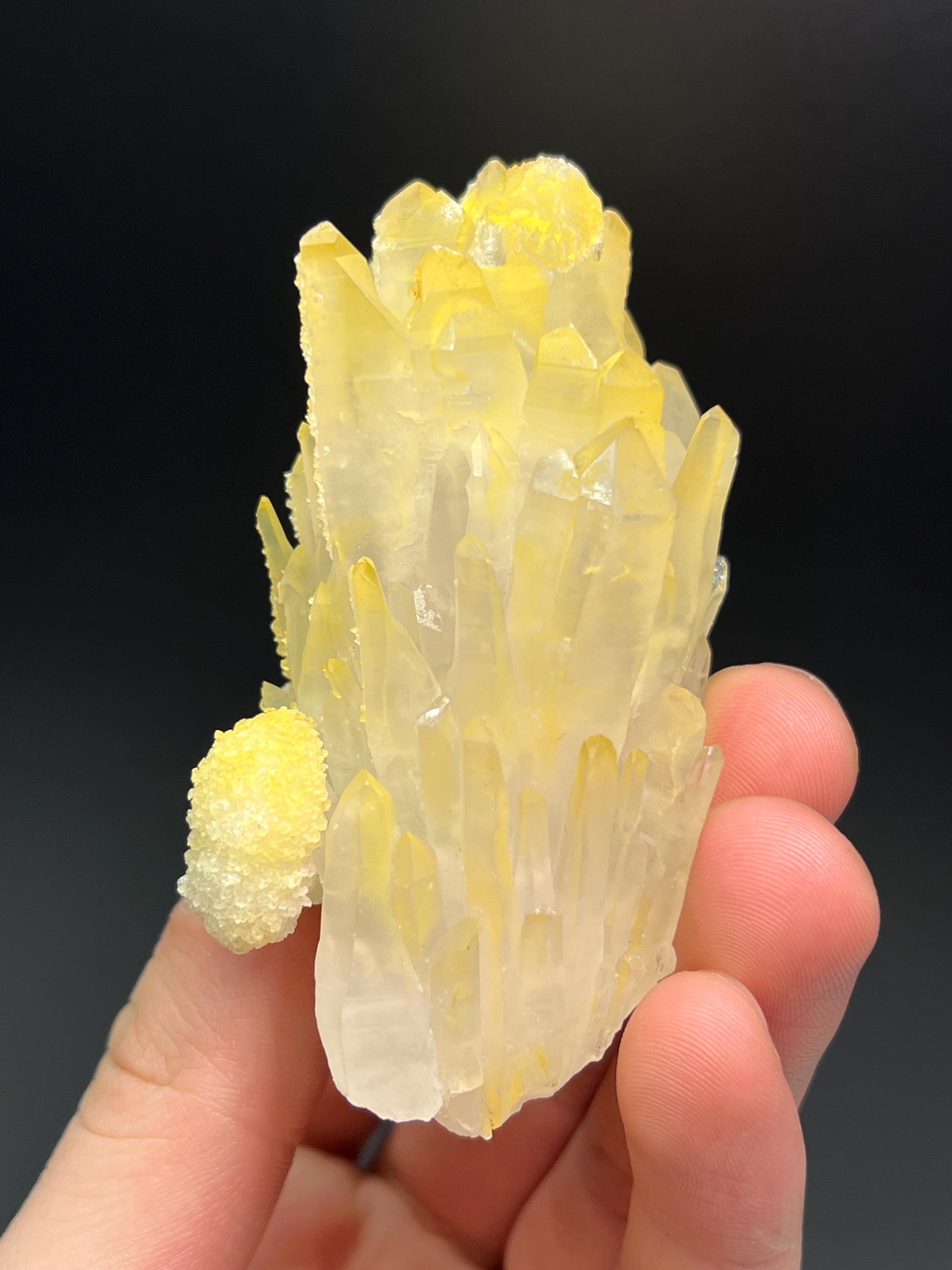 Calcite With Natural Yellow Crystal Quartz - Crystal Gemstone AE 