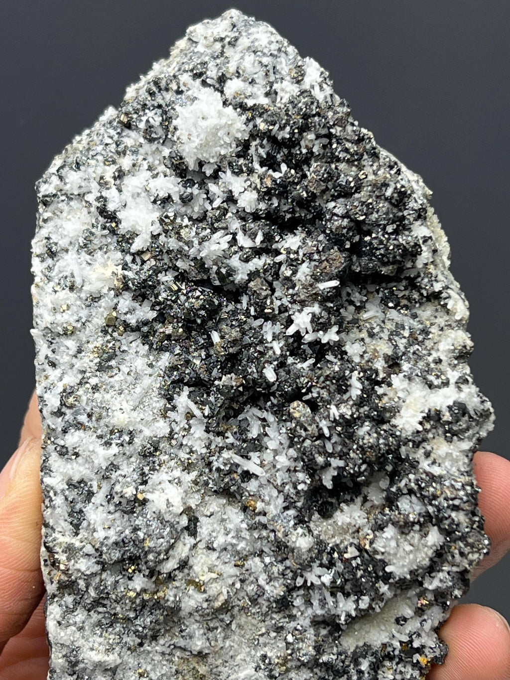 Rainbow Pyrite With Crystal Quartz - Crystal Gemstone AE 