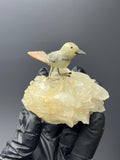Crystal Quartz On Natural Stone Bird - Crystal Gemstone AE 