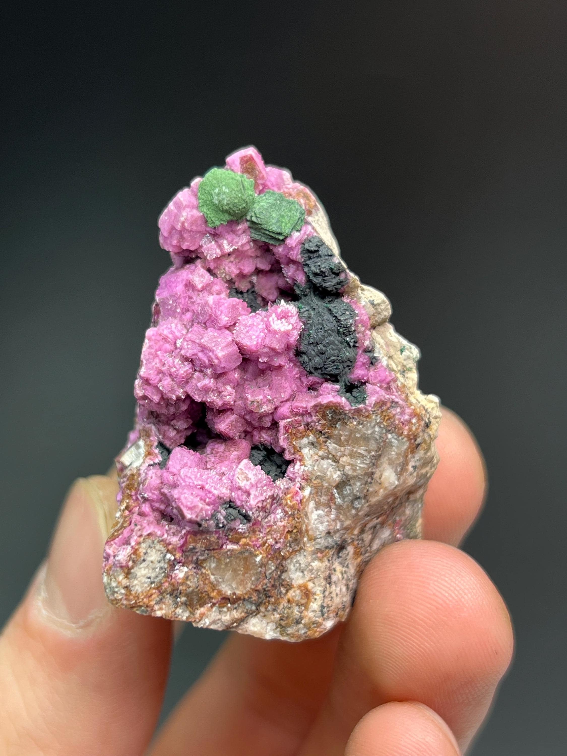 Kolwezite / Malachite On Cobalton Calcite On Quartz - Crystal Gemstone AE 