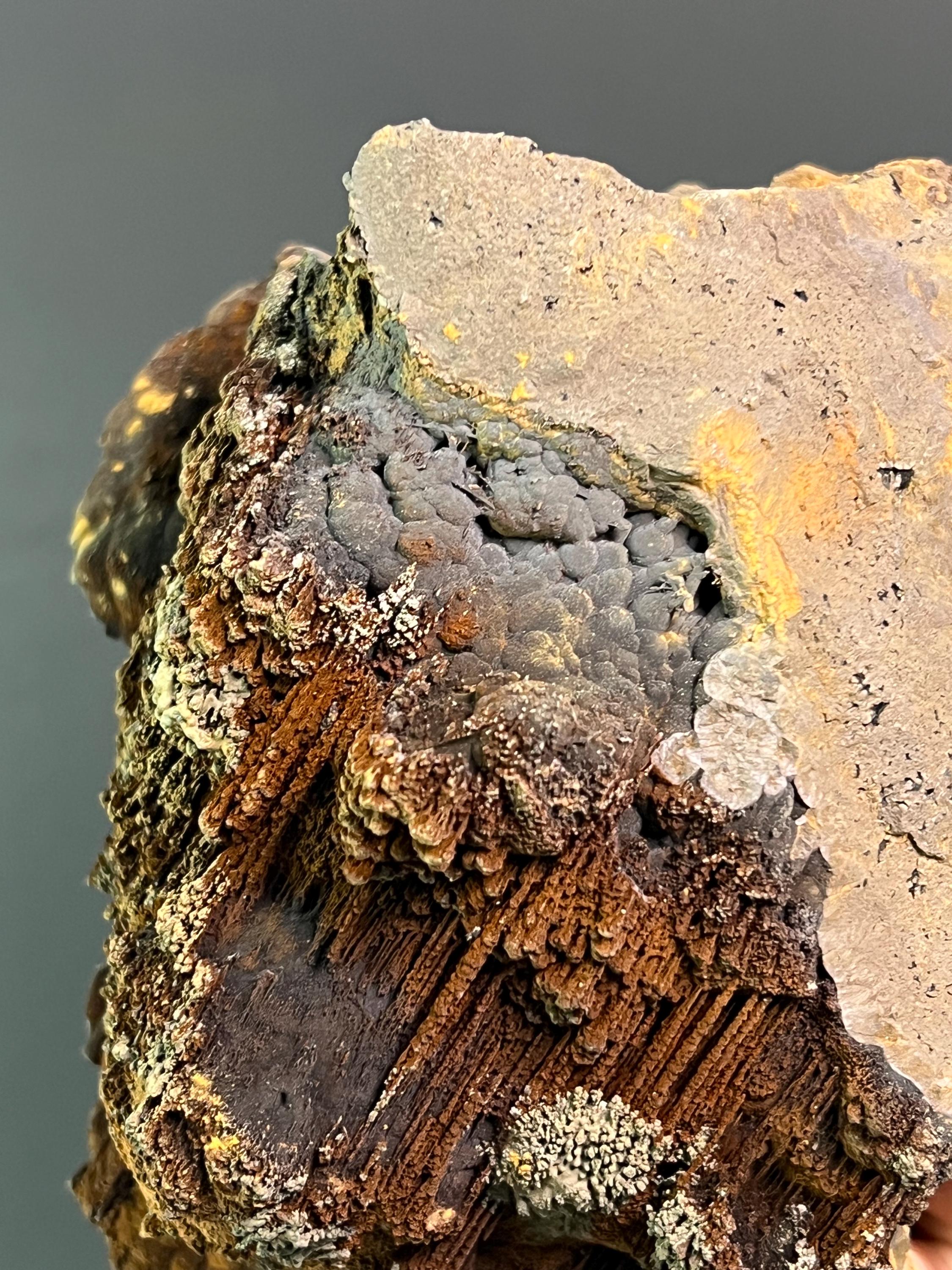 Museum Grade Limonite And Specularite On Stalactite And Botryoidal Formation Goethite - Crystal Gemstone AE 