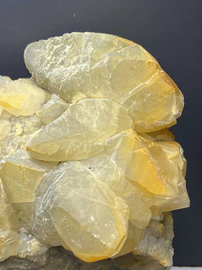 Large Size Very Special Two Sided Golden Yellow Crystal Calcite Specimen