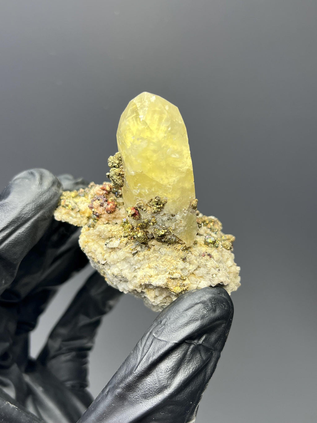 Chalcopyrite With Calcite - Crystal Gemstone AE 