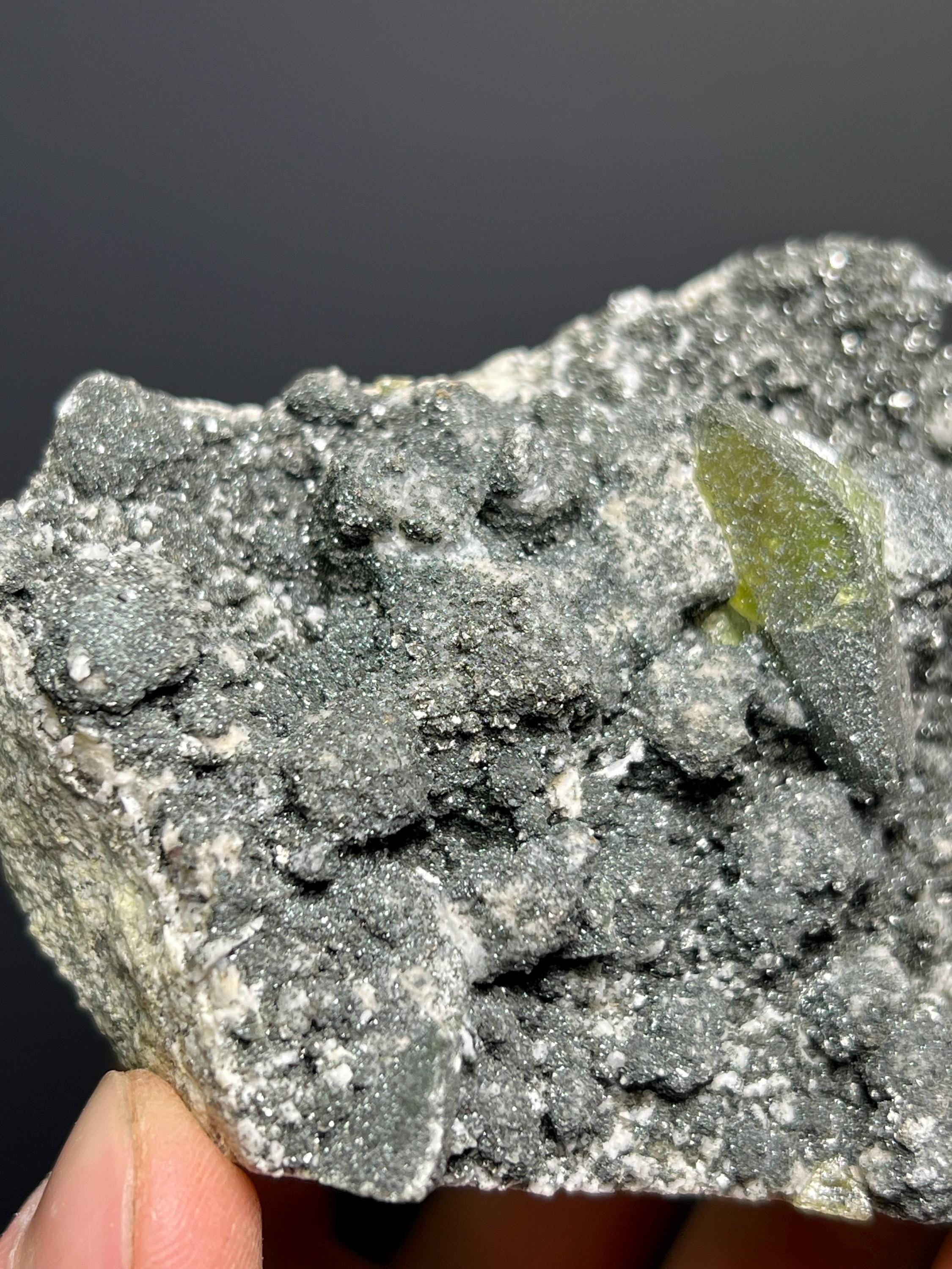 Titanite On Mottranite - Madagascar - Crystal Gemstone AE 