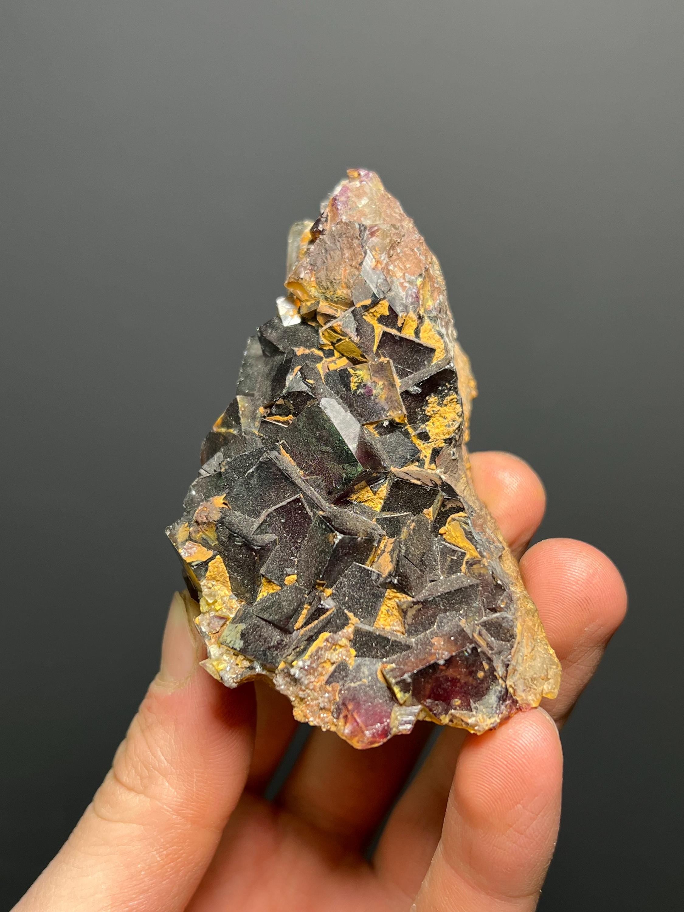 Dark Purple Fluorite Specimen, 216gram - Crystal Gemstone AE 