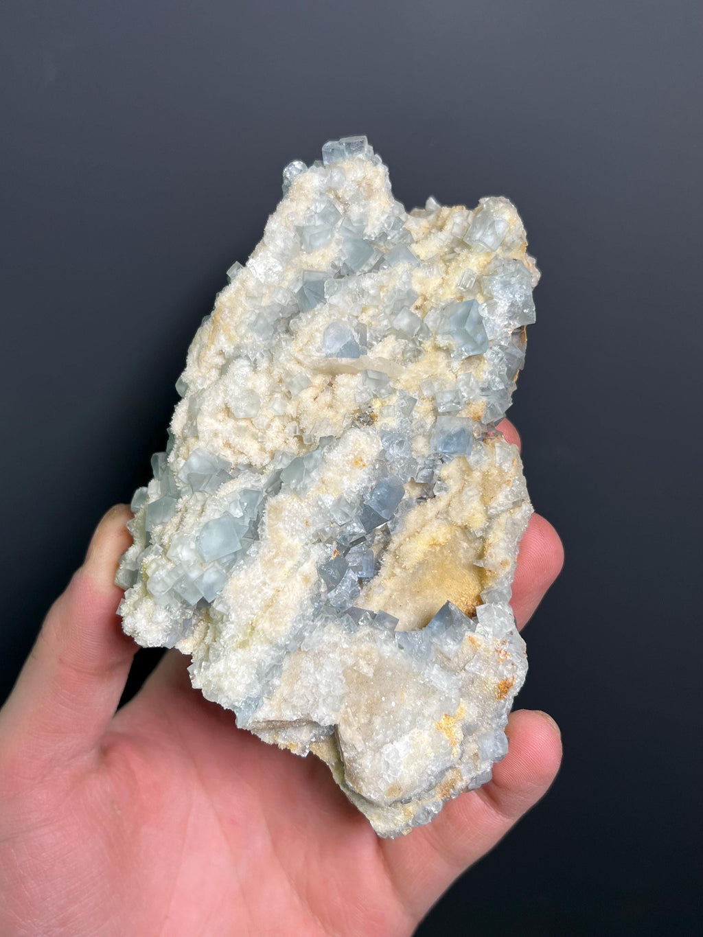 Blue Fluorite With Stilbite, 518gram - Crystal Gemstone AE 