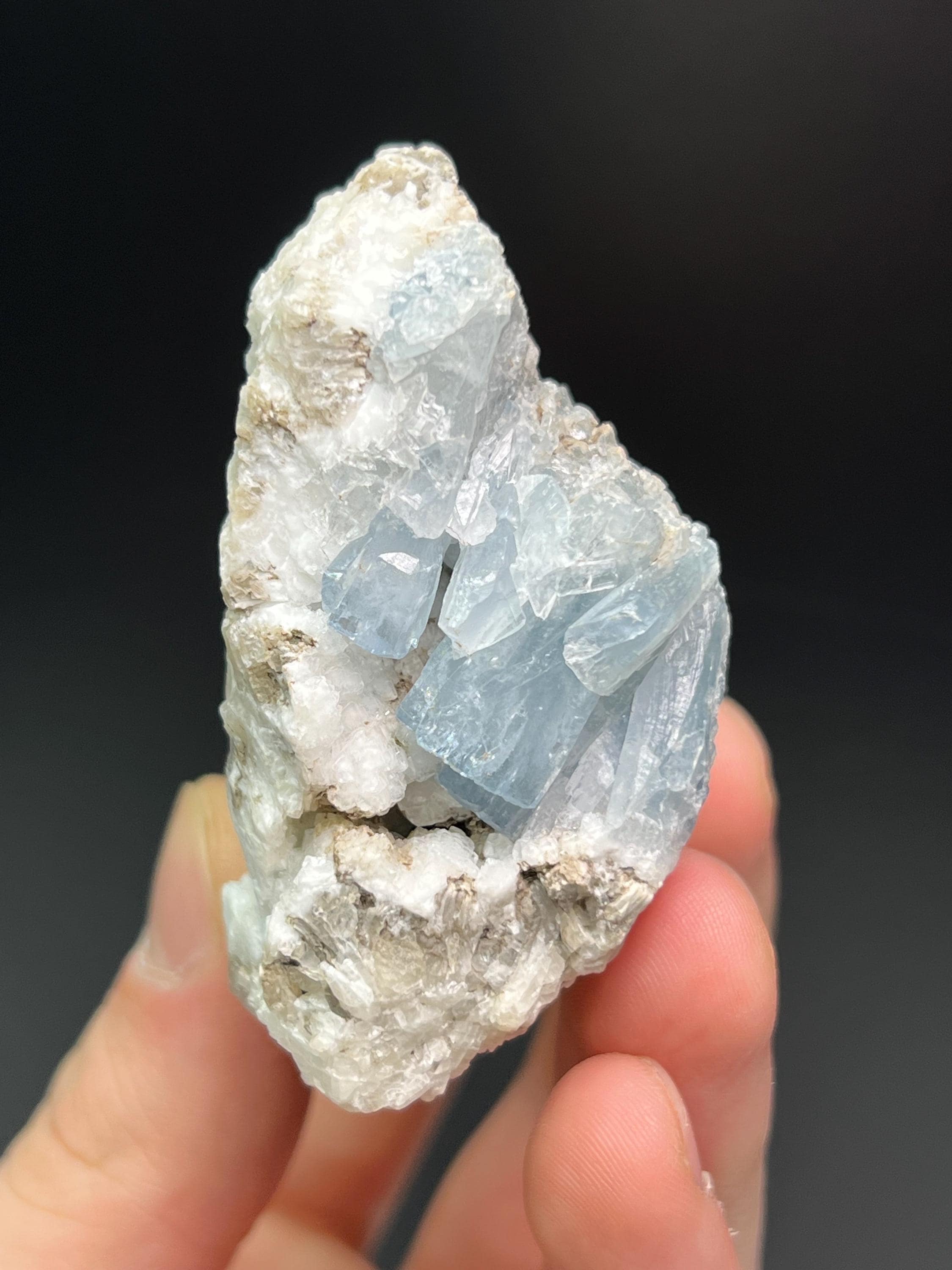 Blue Celestine On Barite - Crystal Gemstone AE 