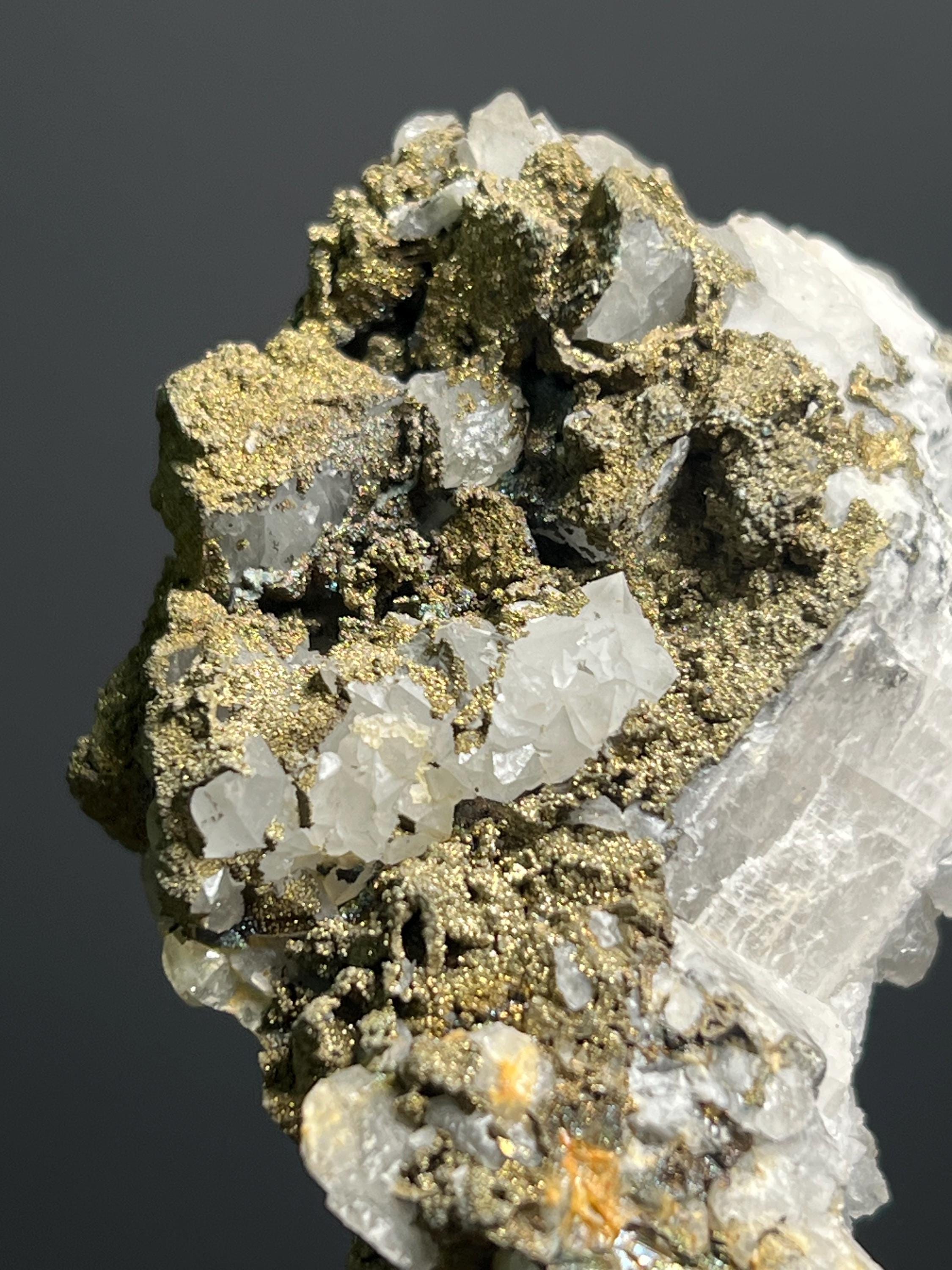 Pyrite On Crystal Quartz Specimen, 100gram - Crystal Gemstone AE 