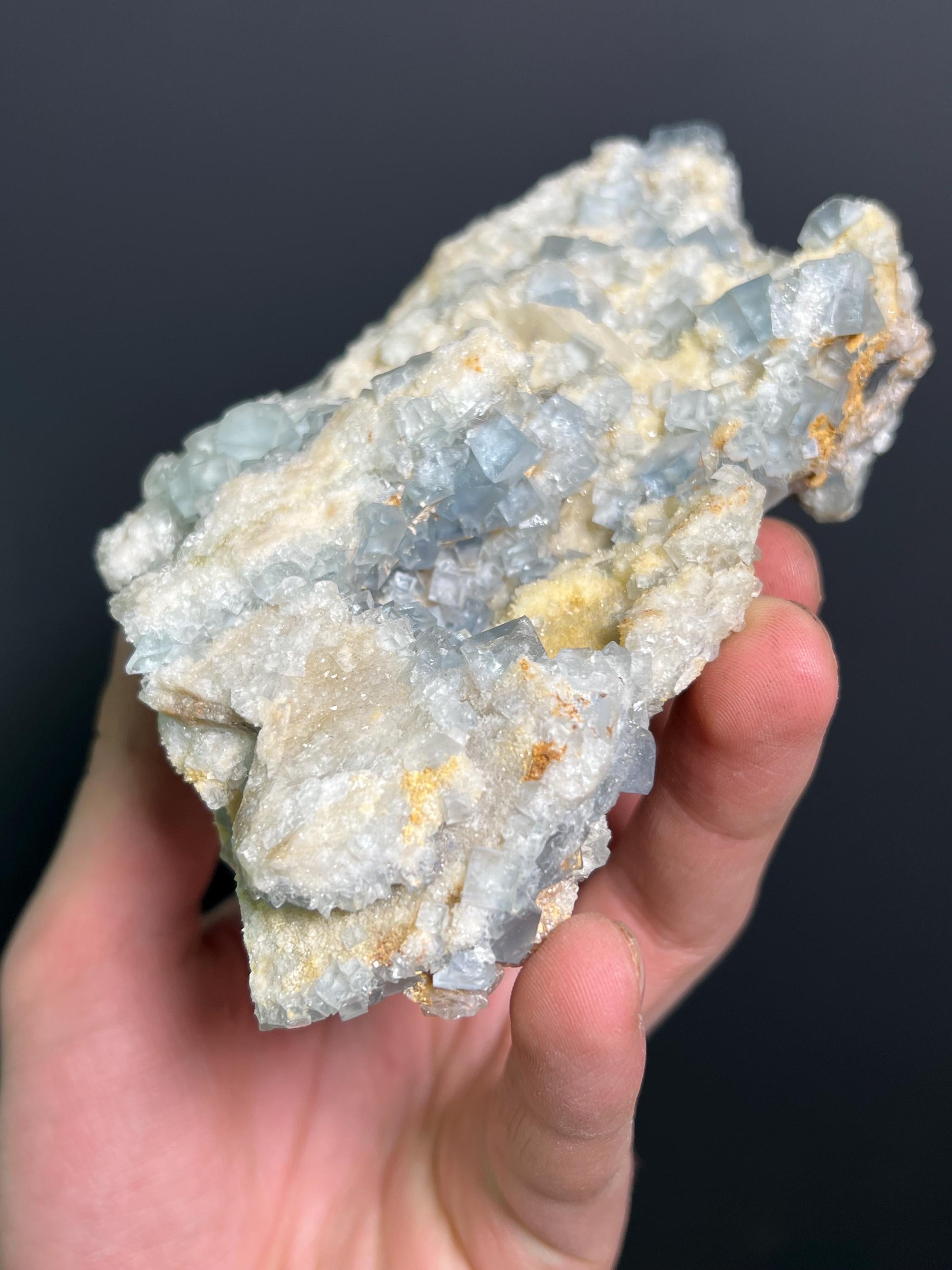 Blue Fluorite With Stilbite, 518gram - Crystal Gemstone AE 