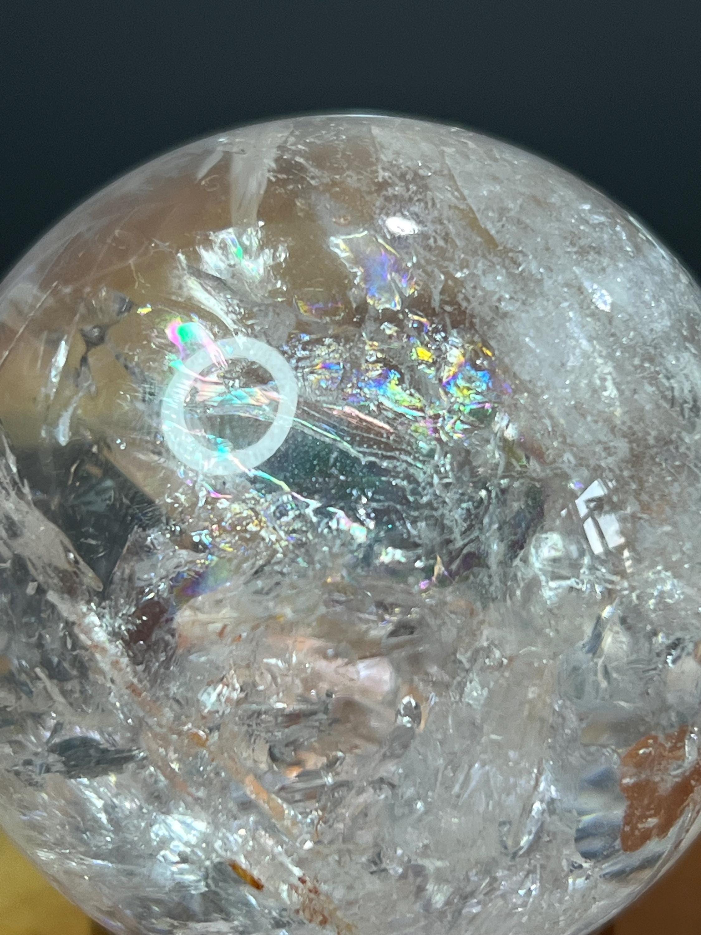 Rainbow Lemurian Quartz Sphere: 6cm Crystal from Brazil - Crystal Gemstone AE 