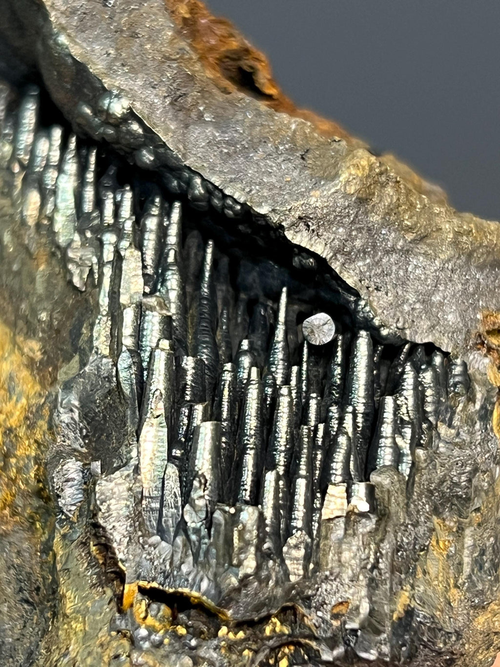 Showy Golden Color Cave Stalactite Goethite Specimen - Crystal Gemstone AE 
