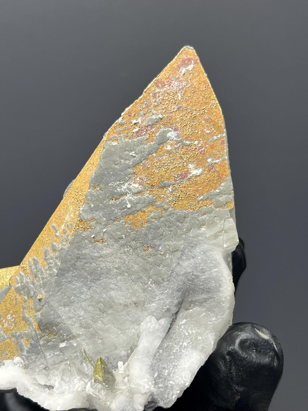 Chalcopyrite On Gray Crystal Calcite - Crystal Gemstone AE 