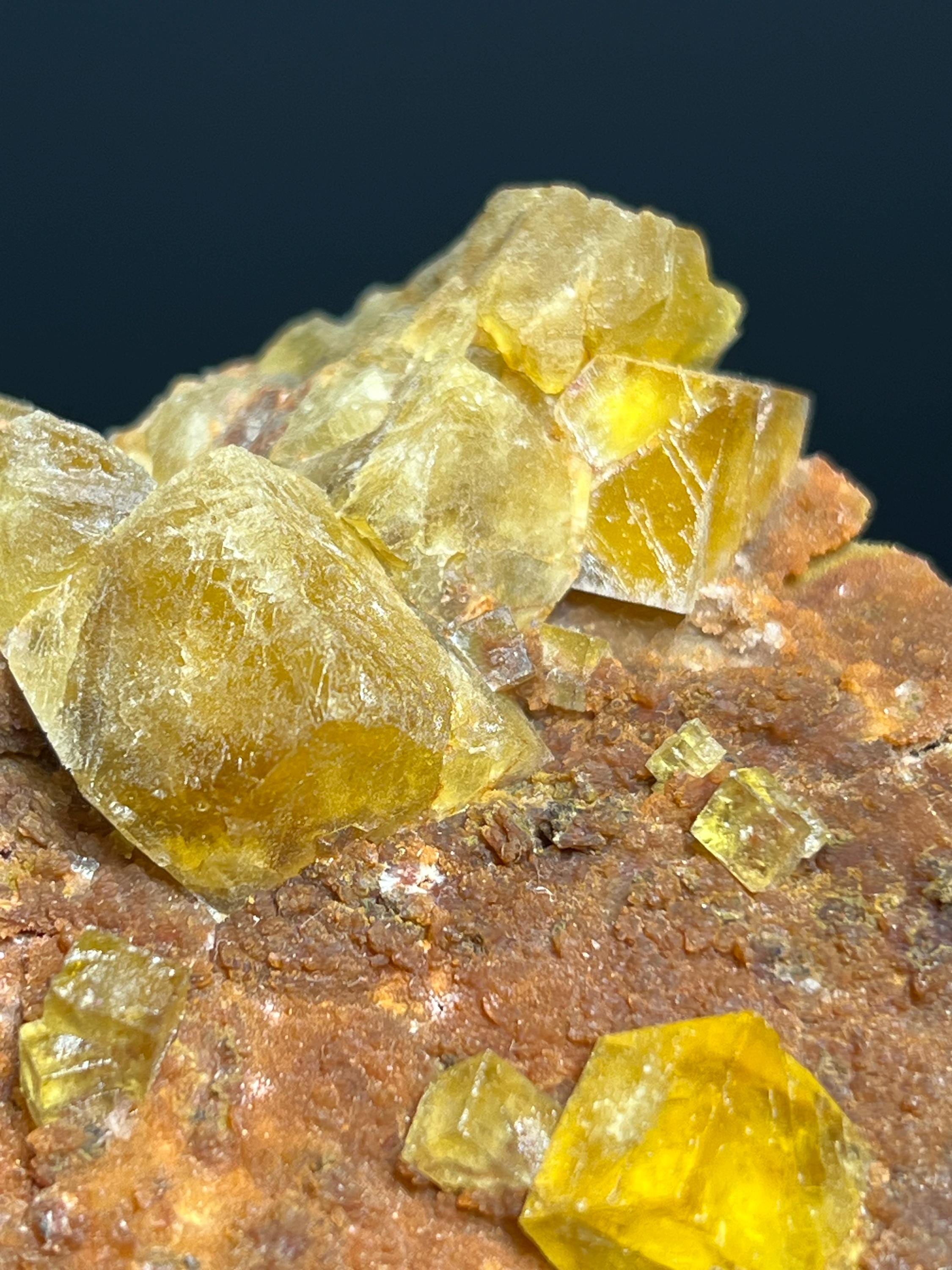 Orange Cubic Fluorite Specimen - Crystal Gemstone AE 