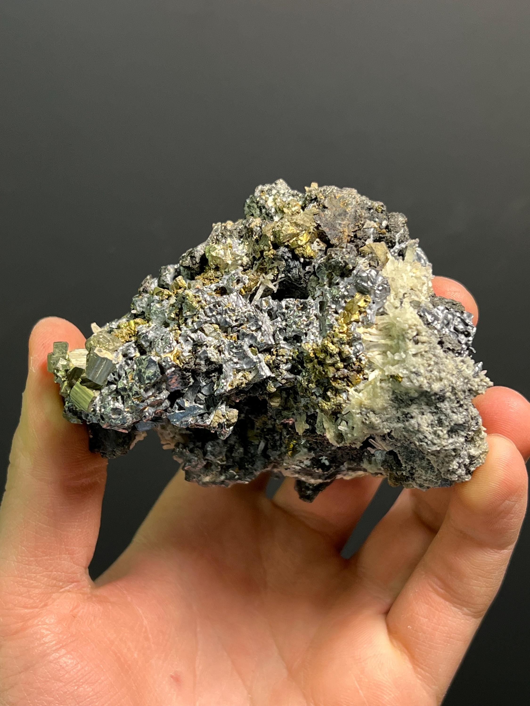 Pyrite And Quartz With Galena Specimen, 470gram - Crystal Gemstone AE 