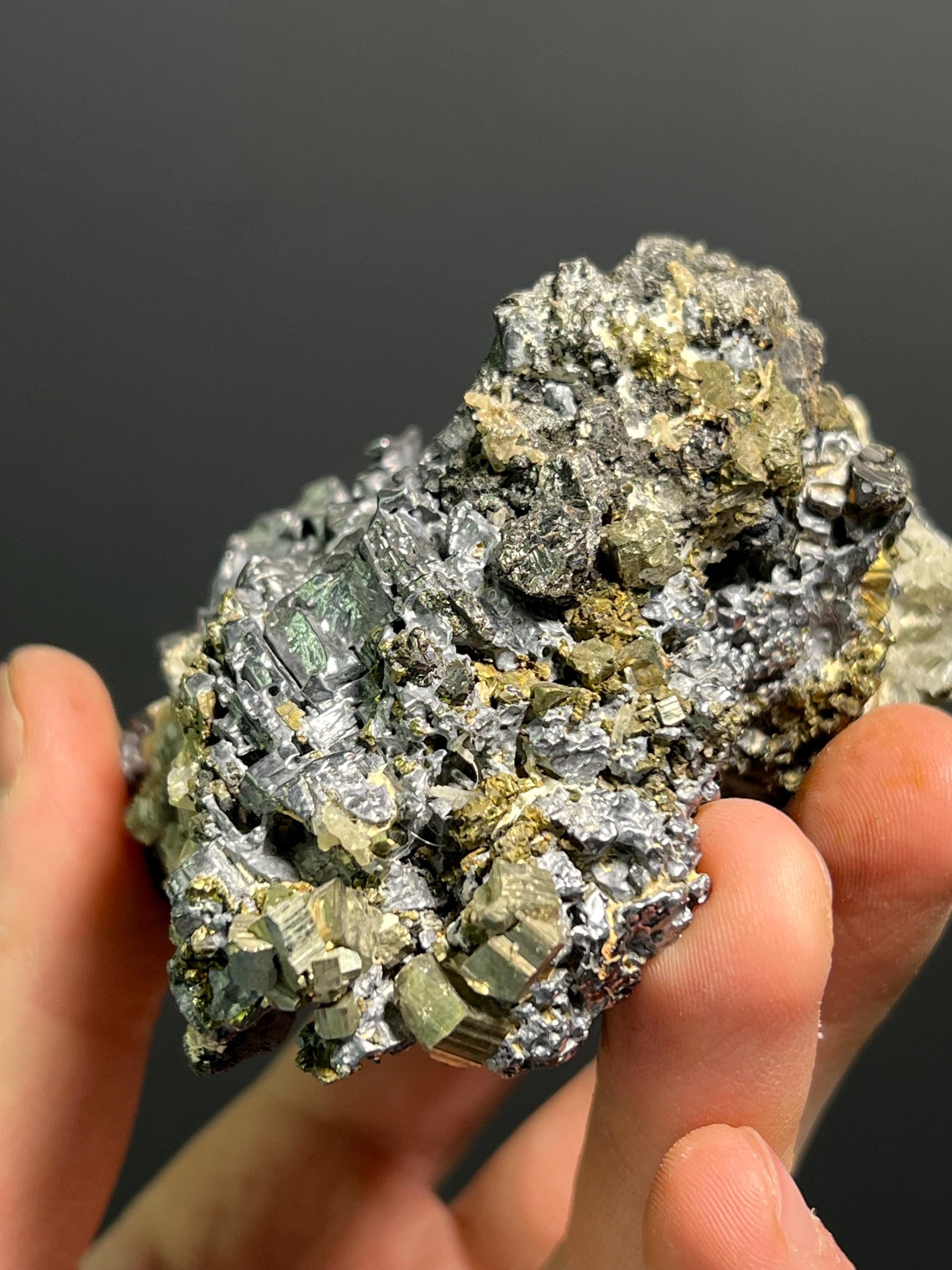 Pyrite And Quartz With Galena Specimen, 470gram - Crystal Gemstone AE 