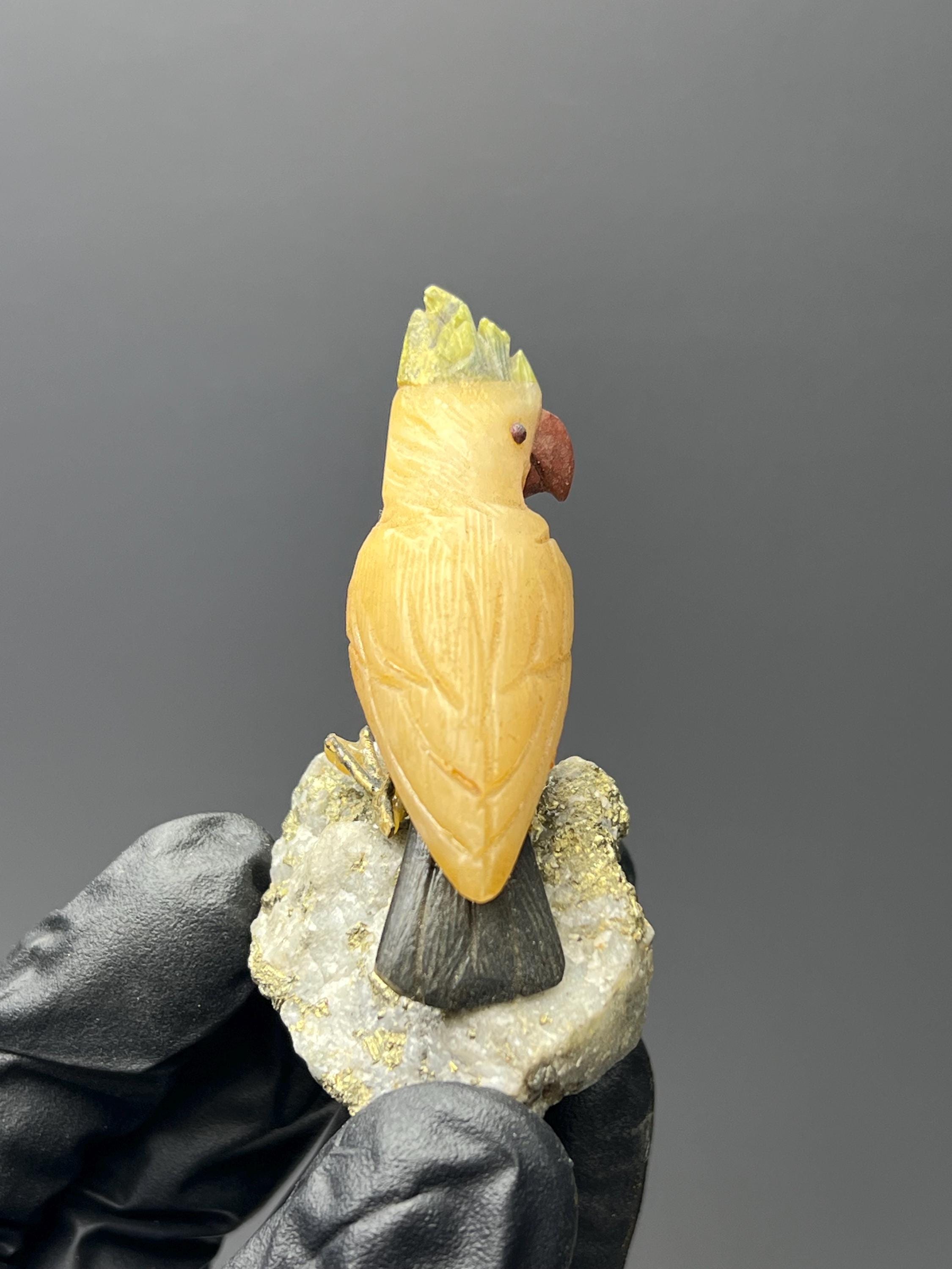 Pyrite Stone With Natural Stone Bird - Crystal Gemstone AE 