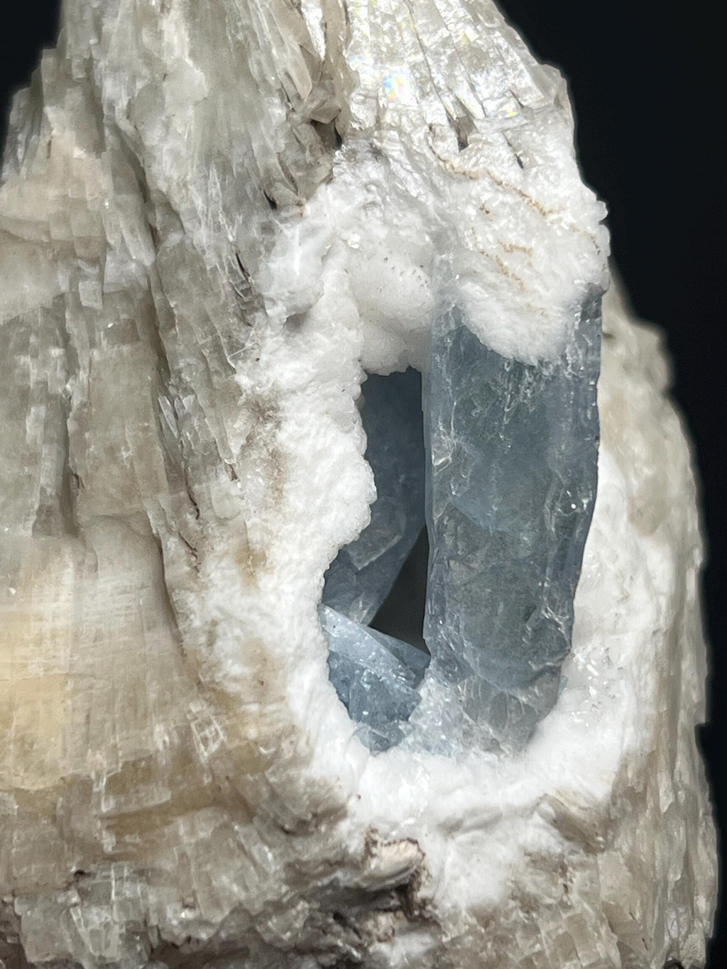 Blue Celestine On Colemanite Specimen, 166gram - Crystal Gemstone AE 