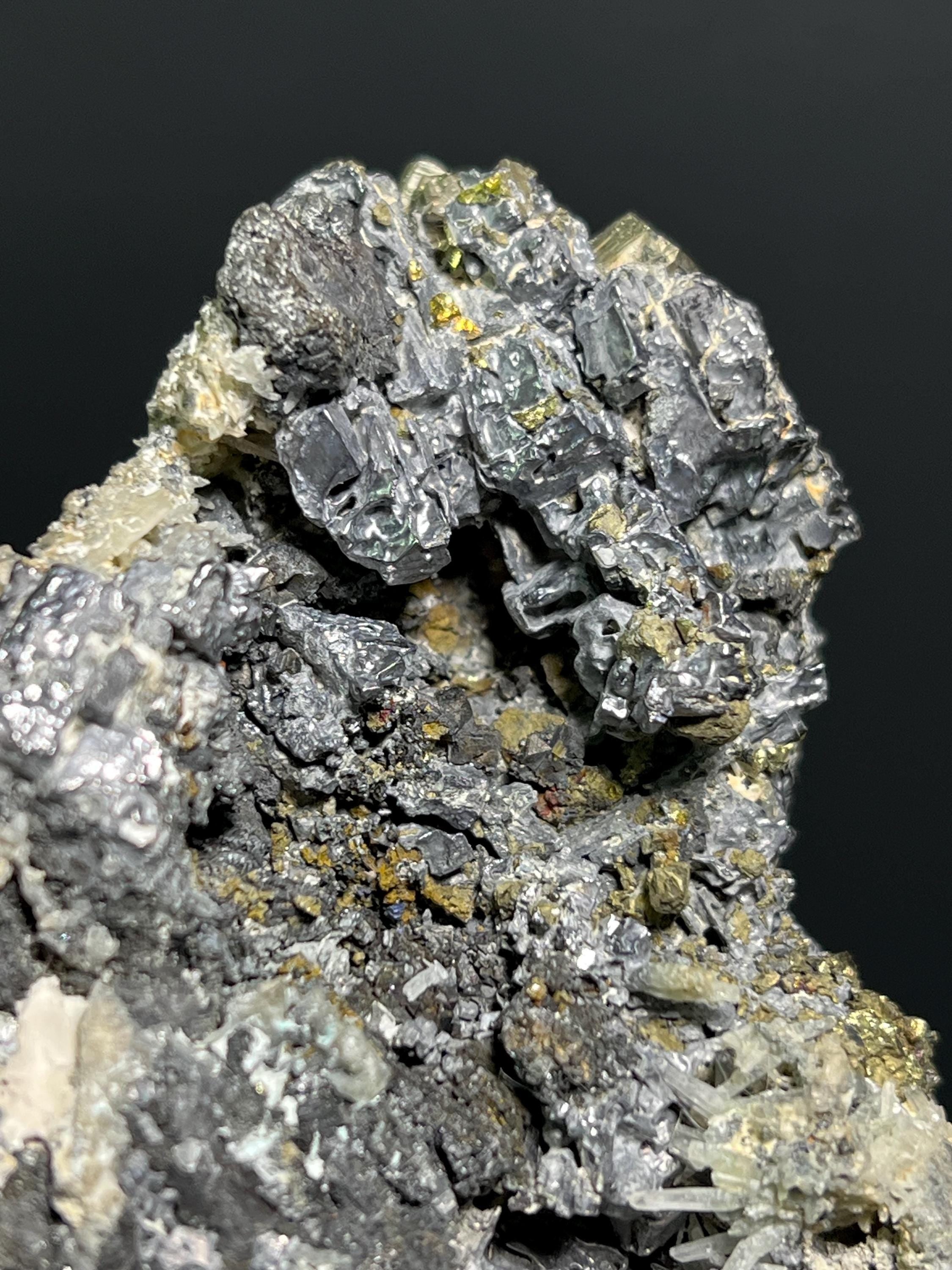 Pyrite And Quartz With Galena Specimen, 470gram - Crystal Gemstone AE 