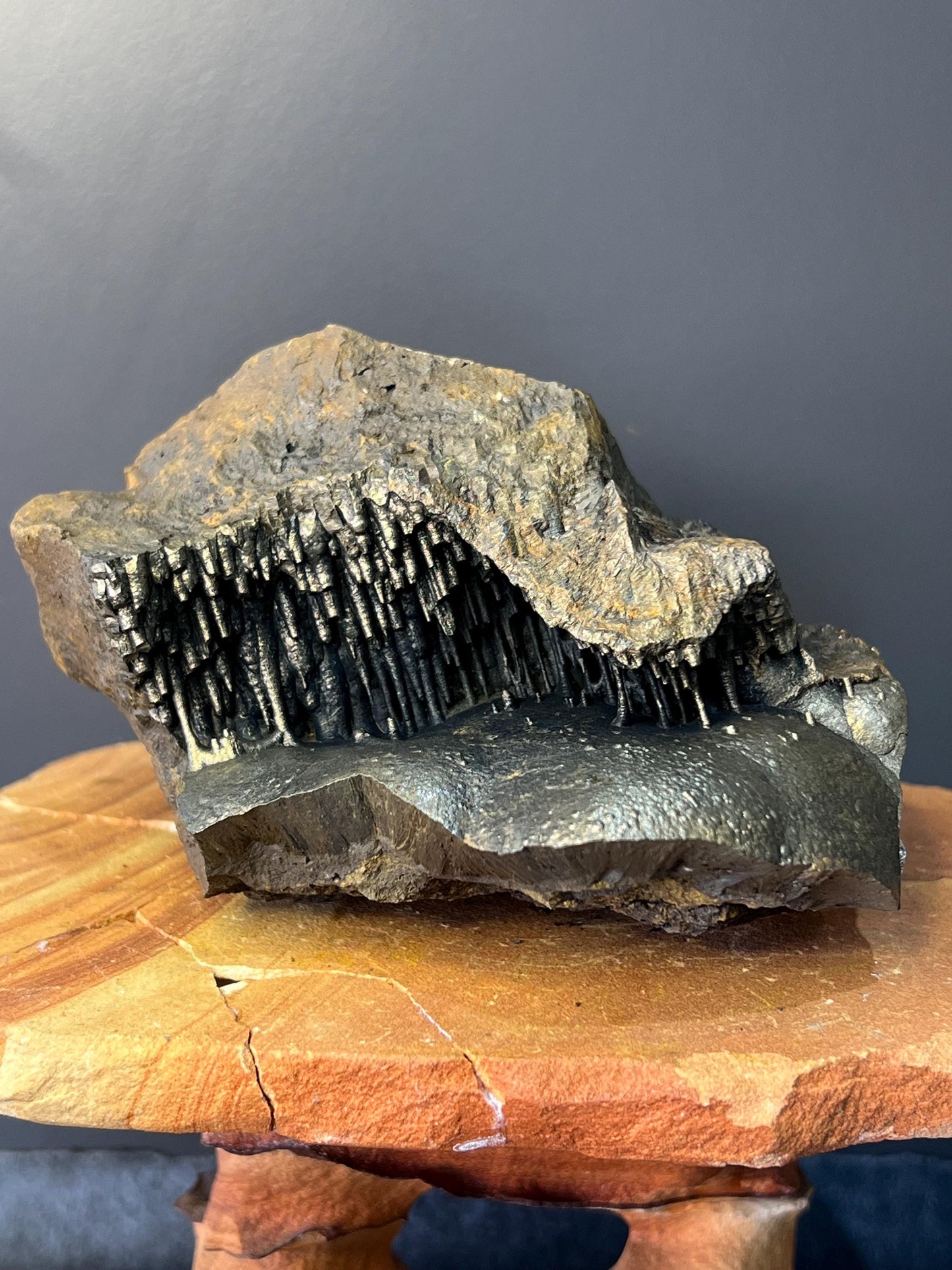 Museum Grade, Very Special Cave Shaped Golden Color Stalactite Goethite Specimen - Crystal Gemstone AE 