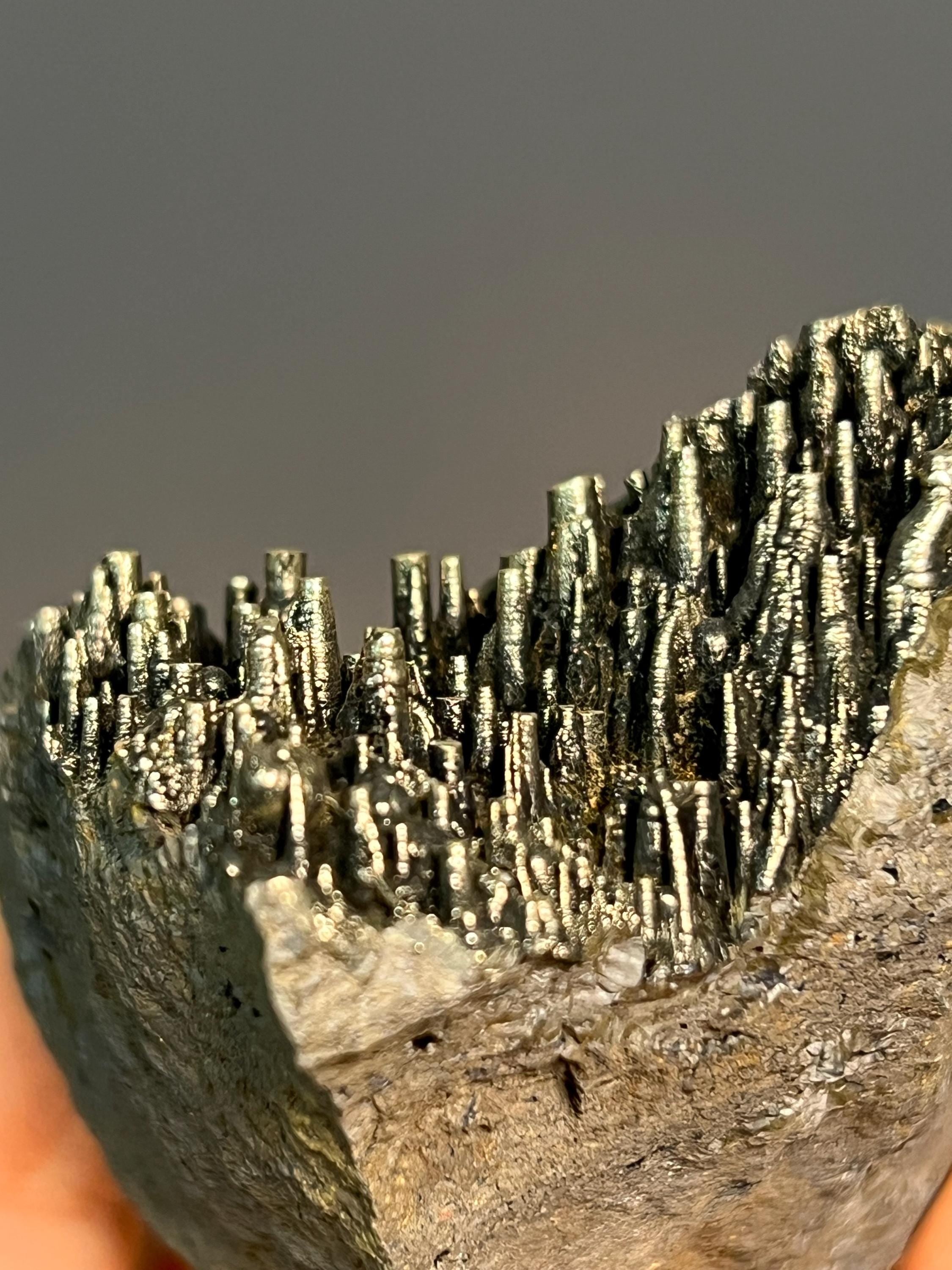 Showy Golden Color Stalactite Goethite Specimen - Crystal Gemstone AE 