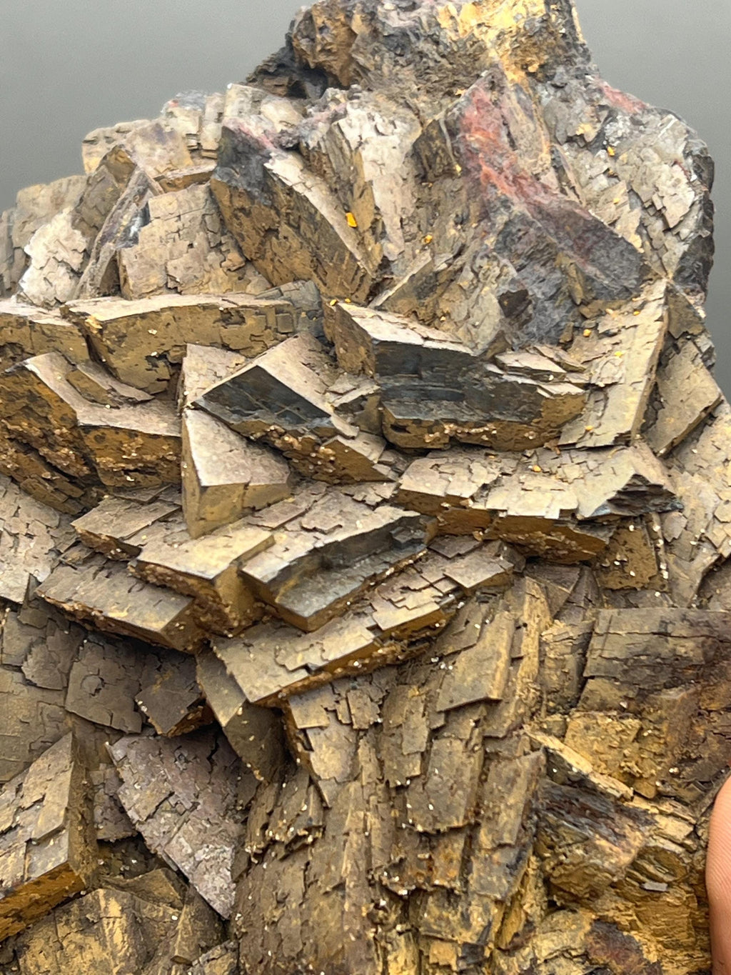 Calcite And Limonite On Iron Siderite - Crystal Gemstone AE 
