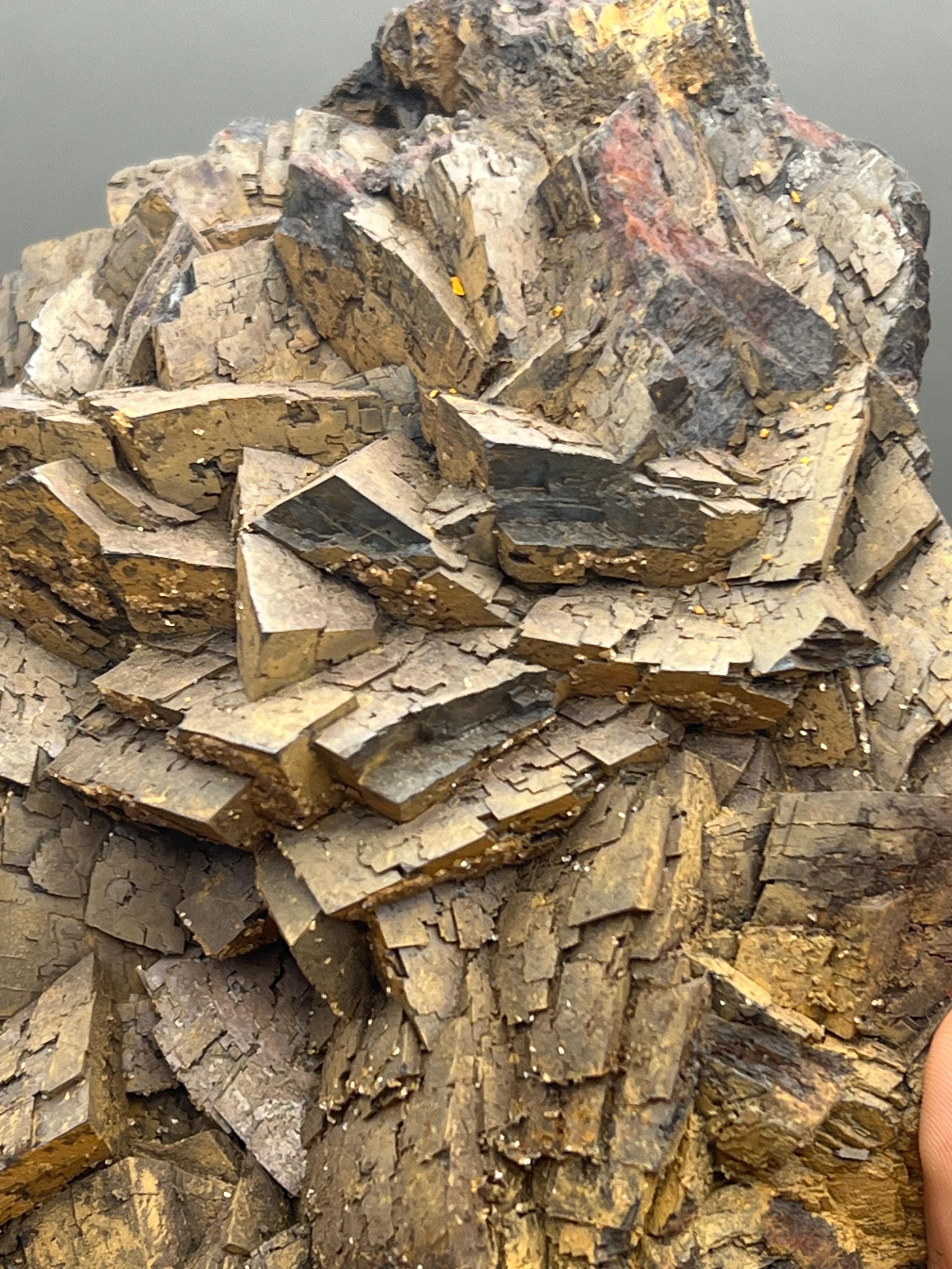 Calcite And Limonite On Iron Siderite - Crystal Gemstone AE 