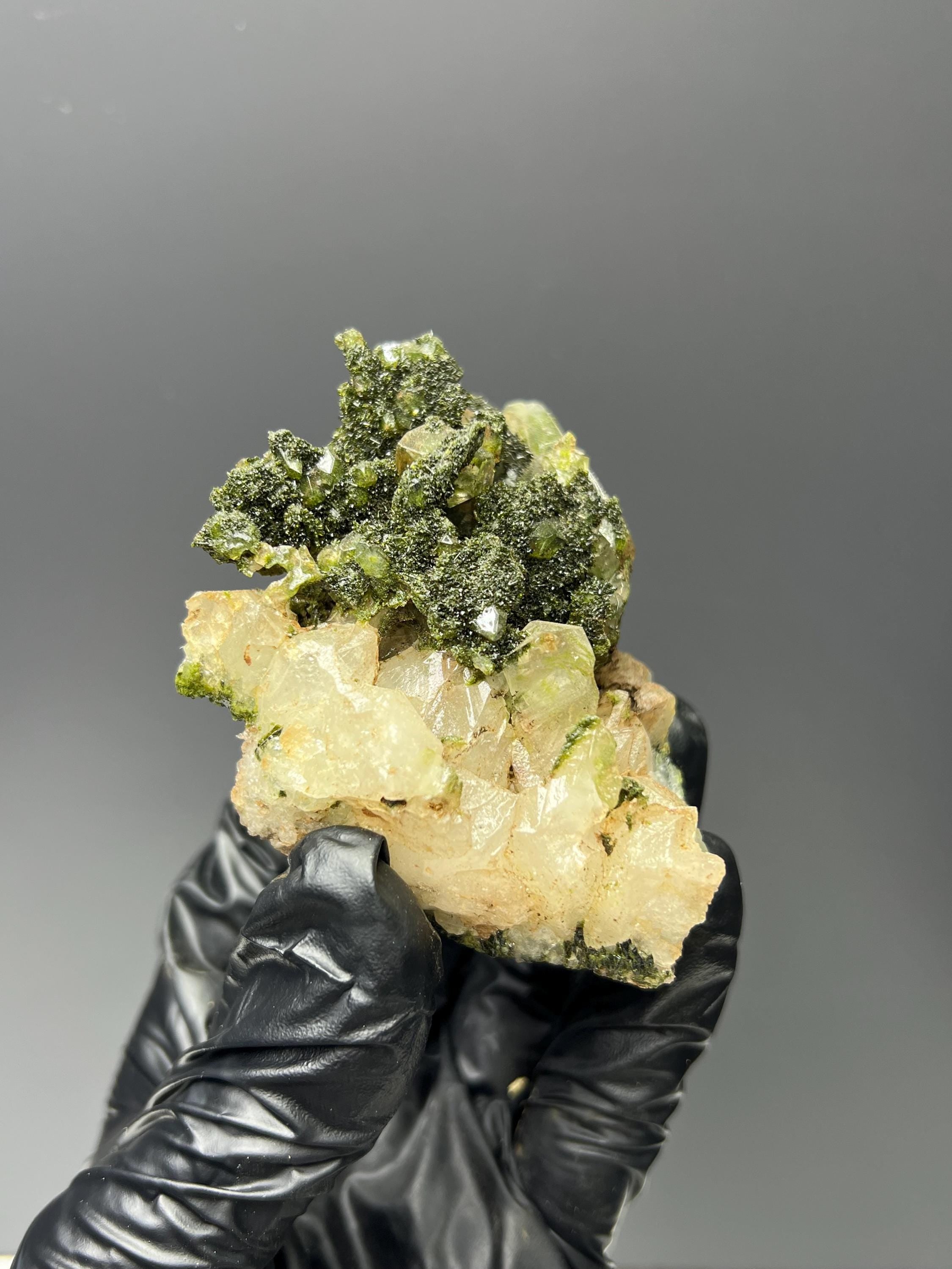 Turkish Epidote Quartz Specimen: Mineral Collection Display - Crystal Gemstone AE 