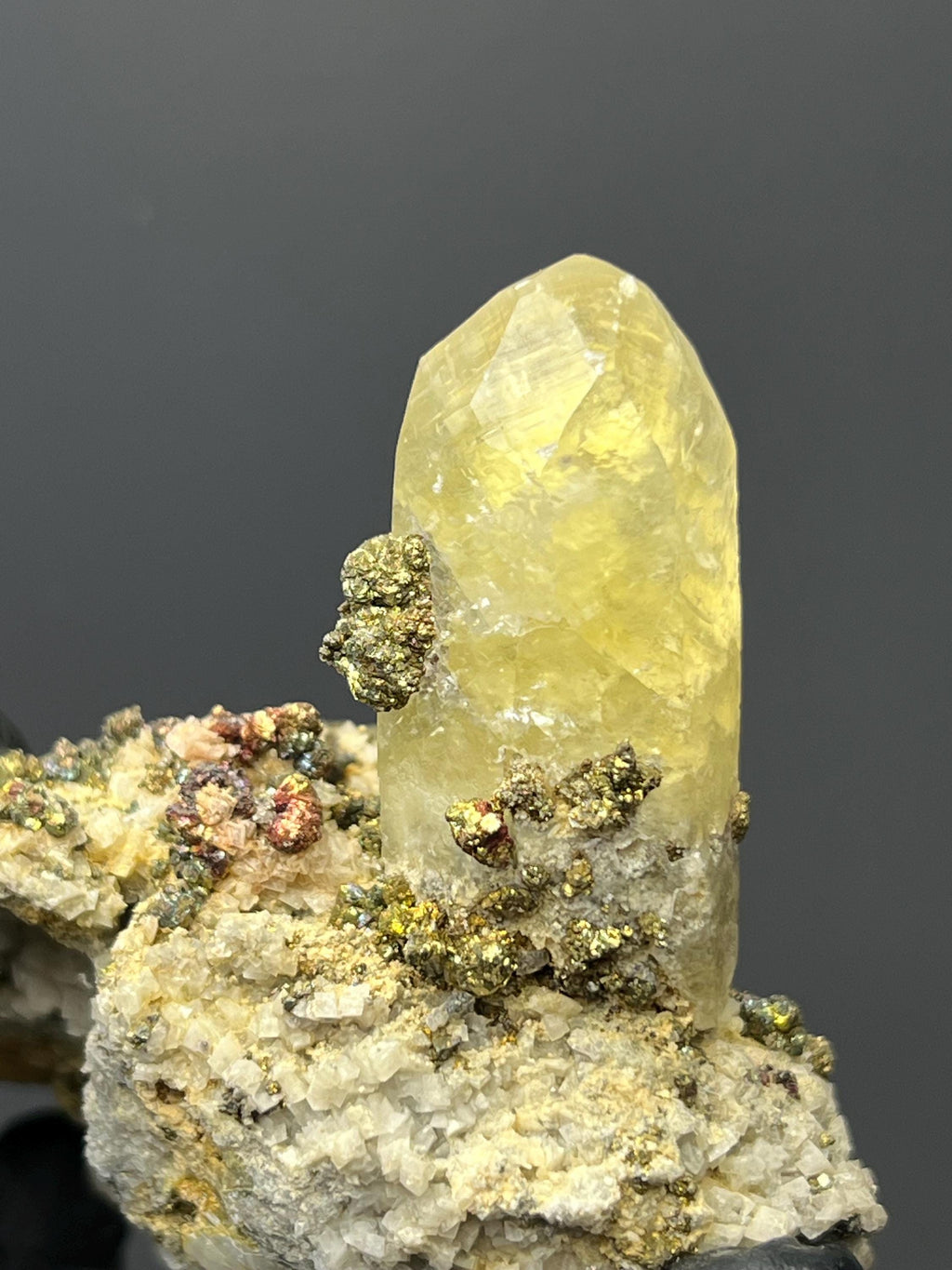 Chalcopyrite With Calcite - Crystal Gemstone AE 