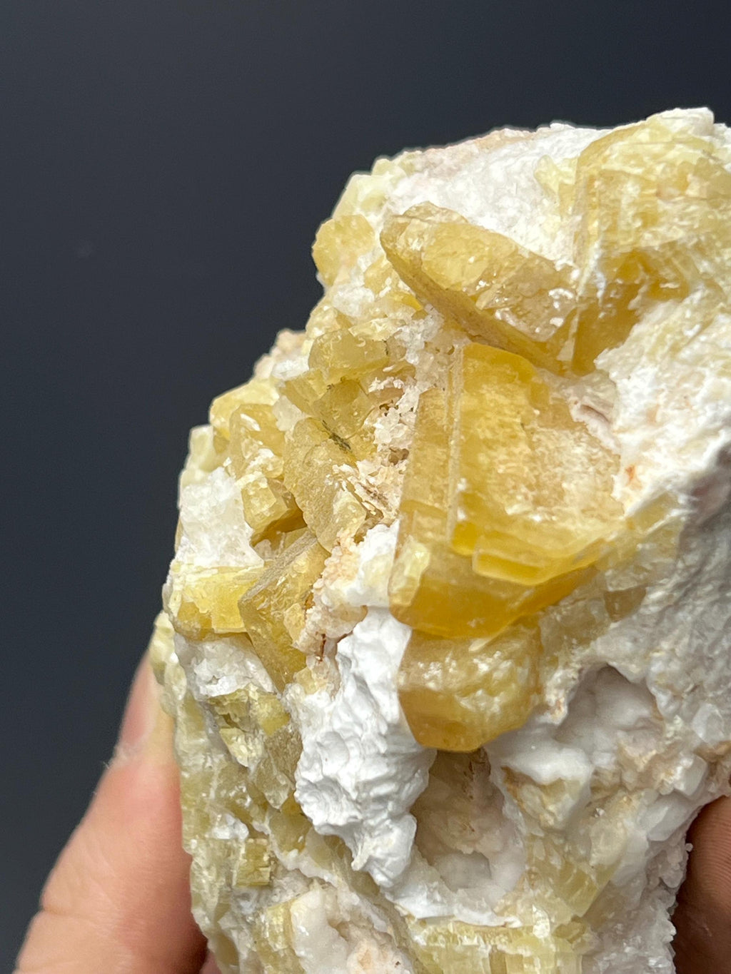 Yellow Barite On Calcite - Crystal Gemstone AE 