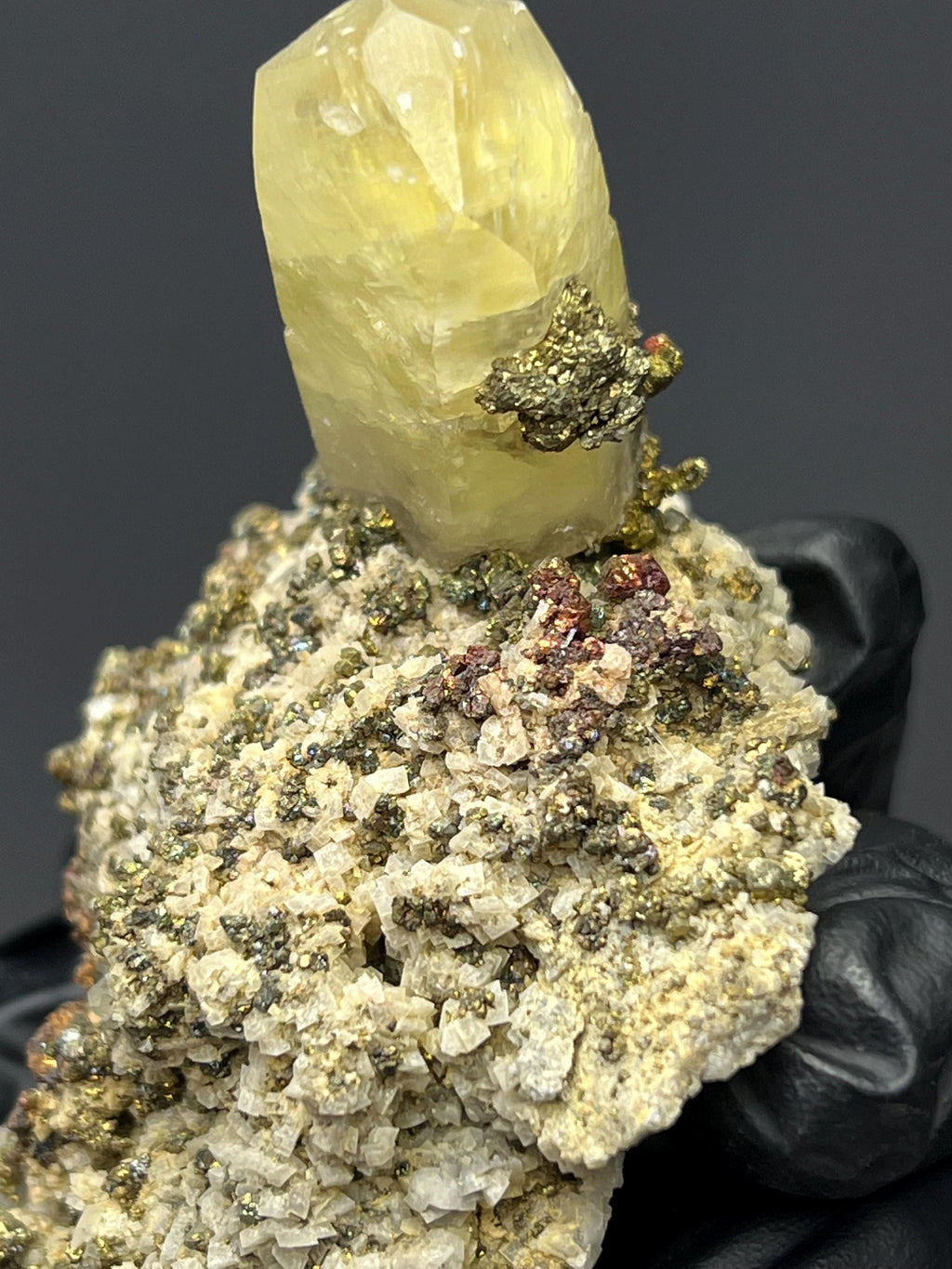 Chalcopyrite With Calcite - Crystal Gemstone AE 