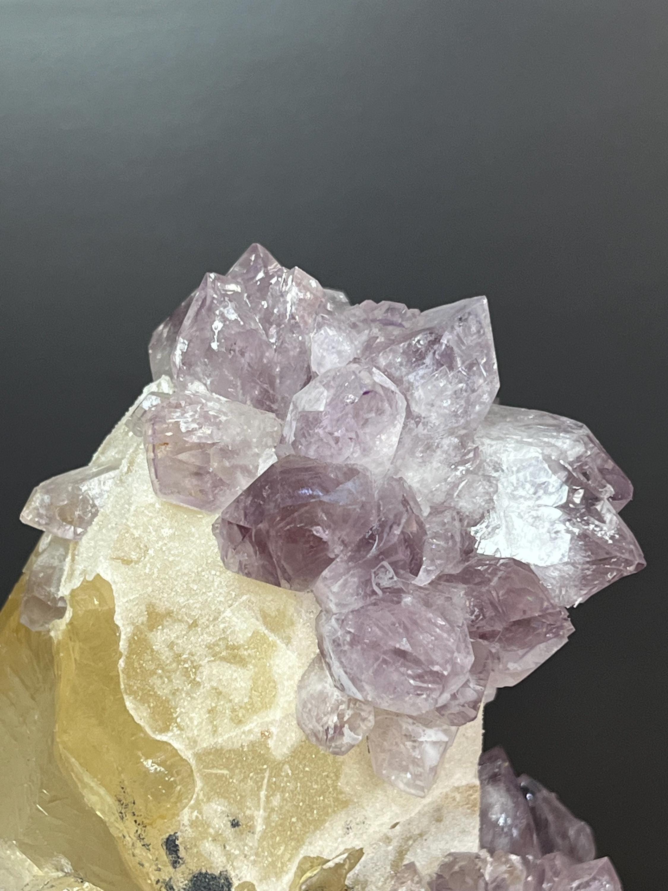 Museum Quality Very Rare Amethyst On Calcite - Crystal Gemstone AE 