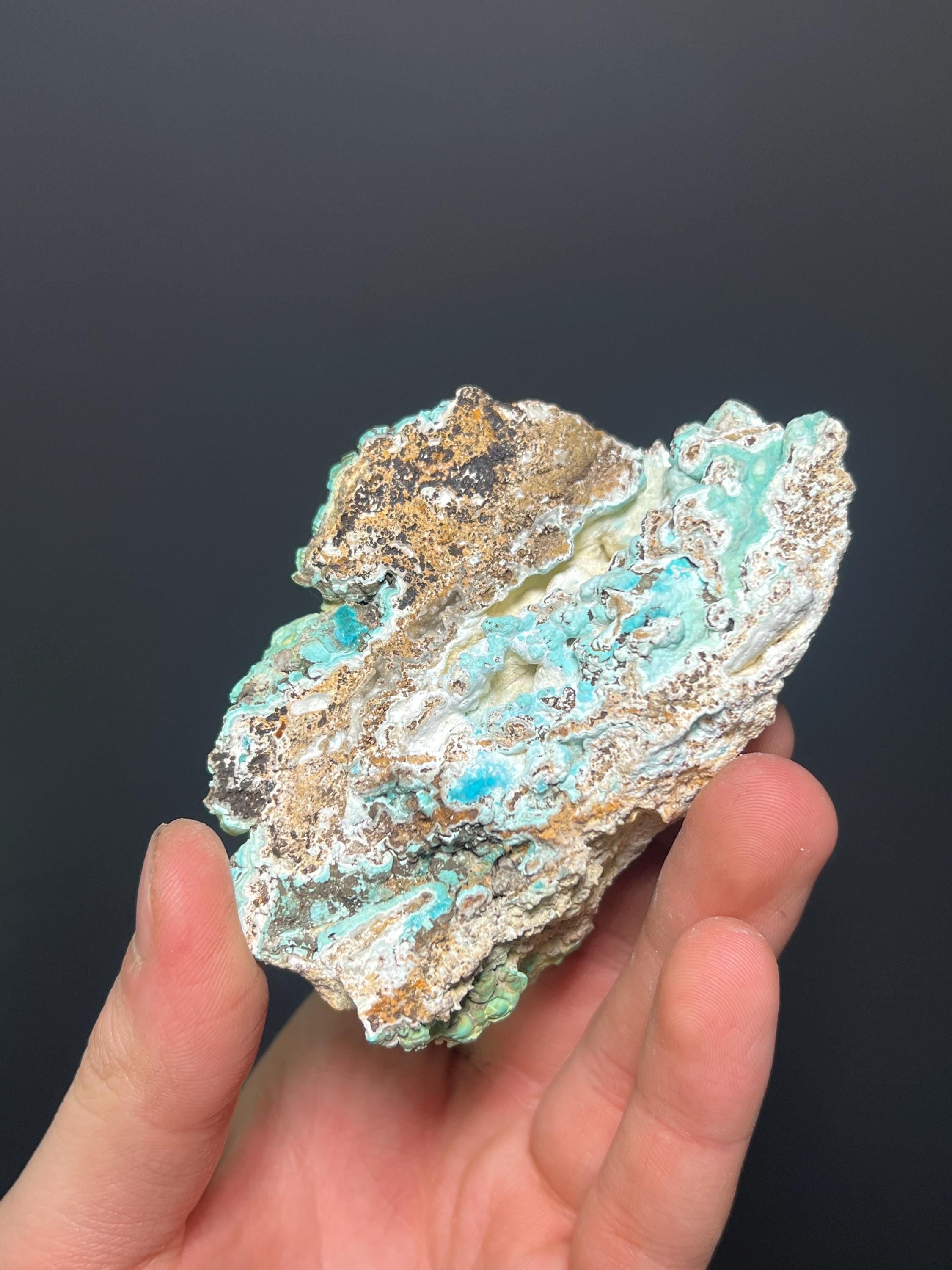 Teal Rosasite Specimen, Botryoidal Mineral, Mexico (290gram) - Crystal Gemstone AE 