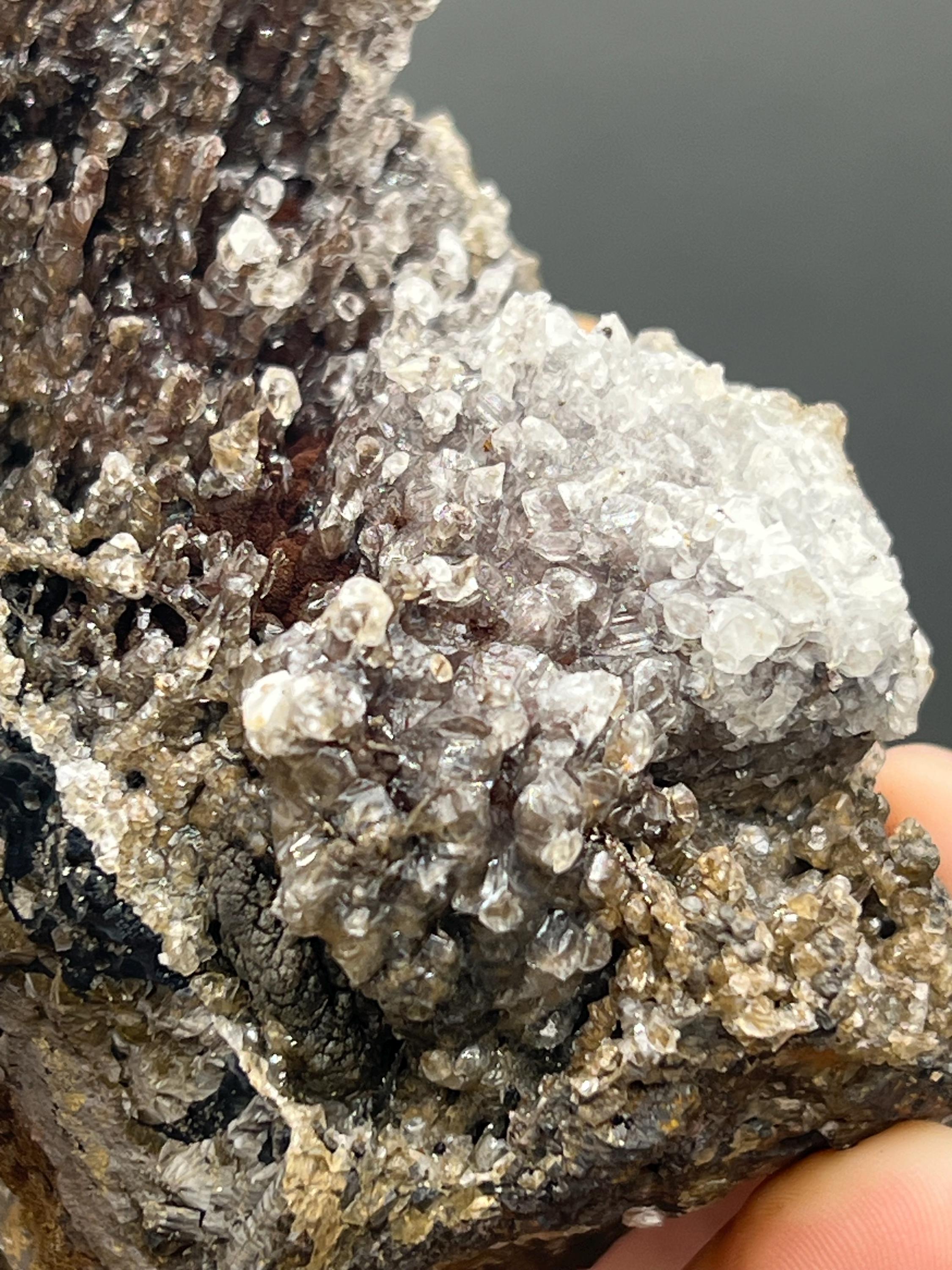 Museum Quality Crystal Calcite On Stalactite Hematite - Crystal Gemstone AE 