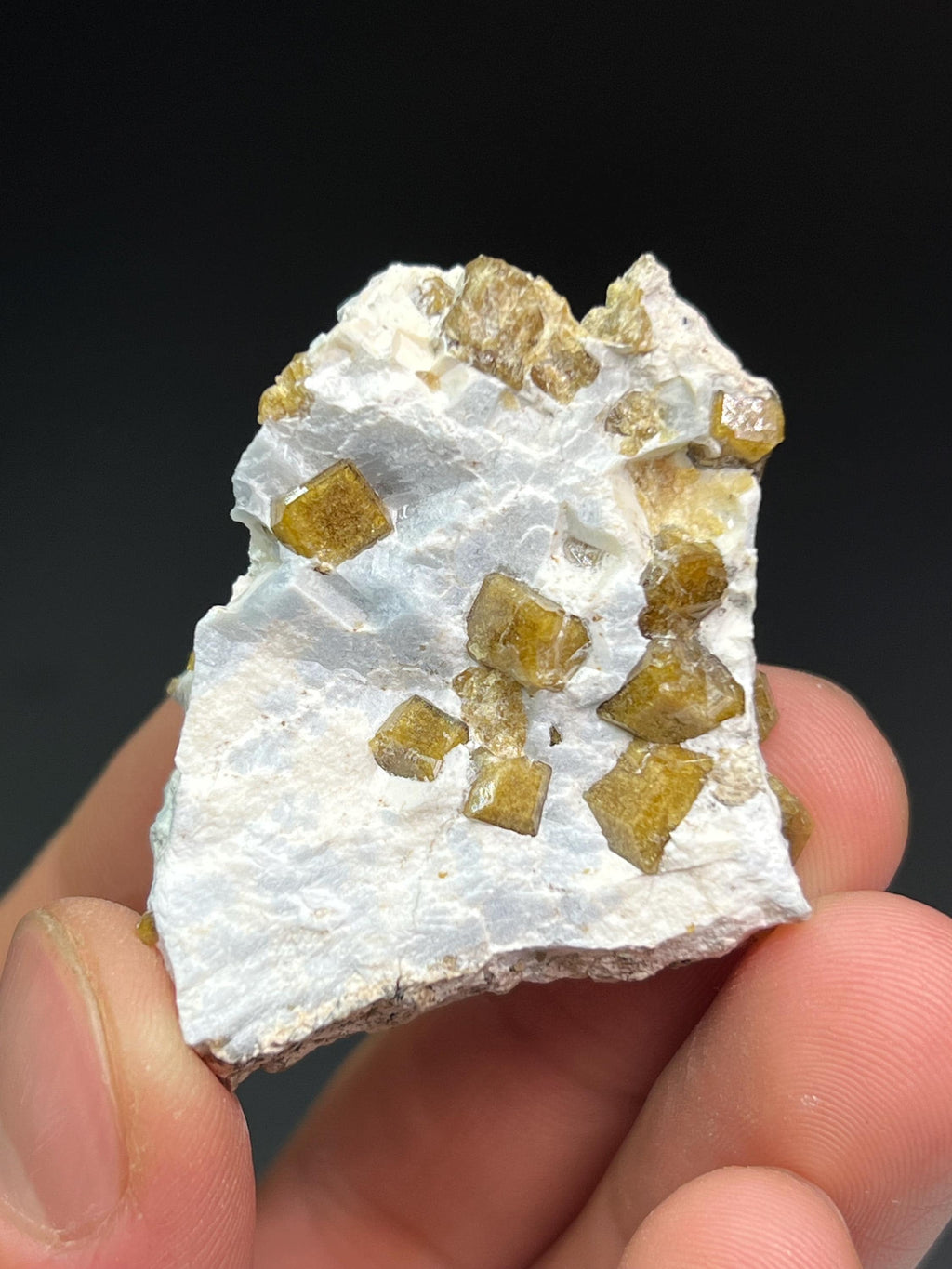 Yellow Fluorite Crystals On Matrix - Crystal Gemstone AE 