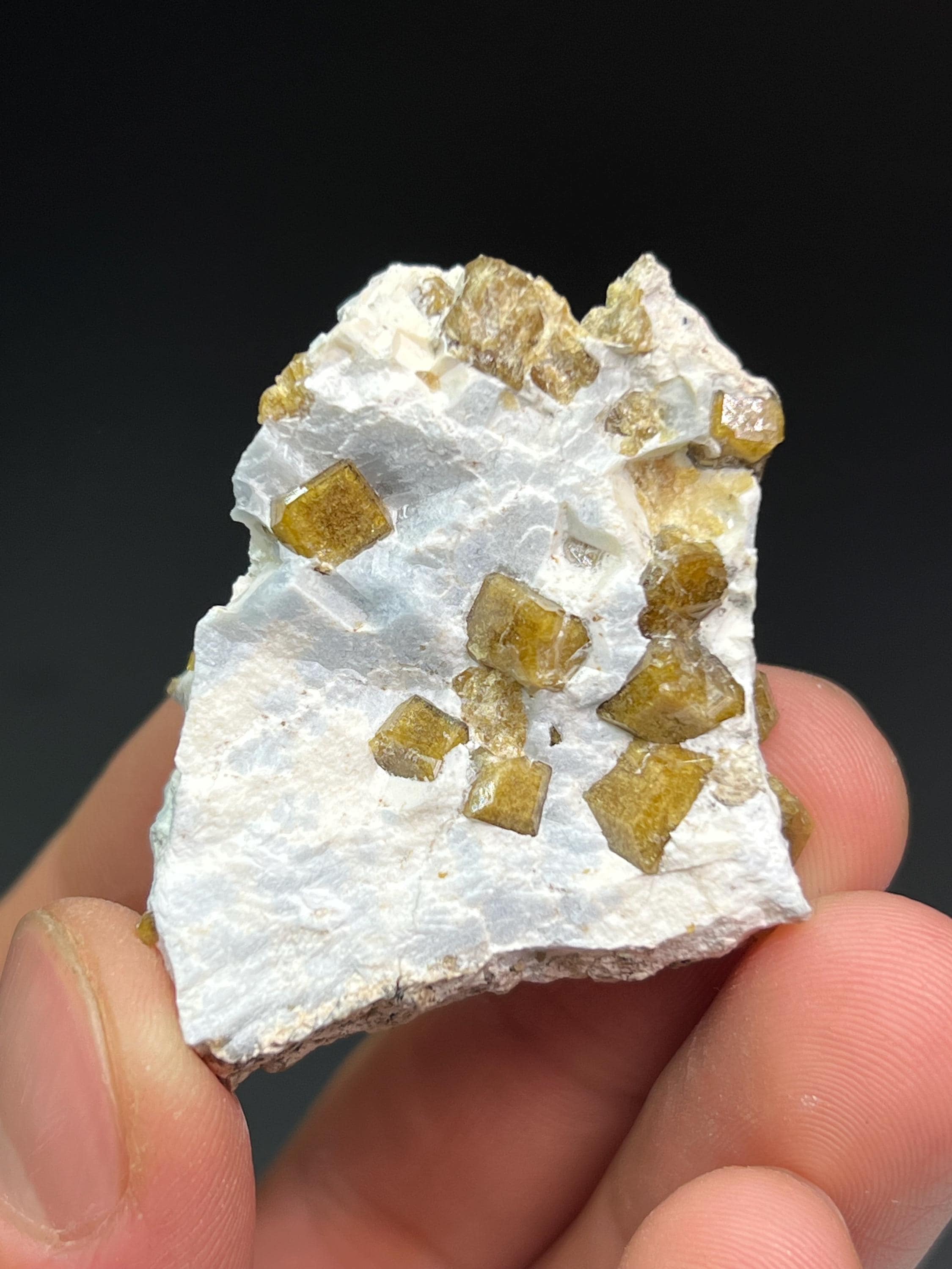 Yellow Fluorite Crystals On Matrix - Crystal Gemstone AE 