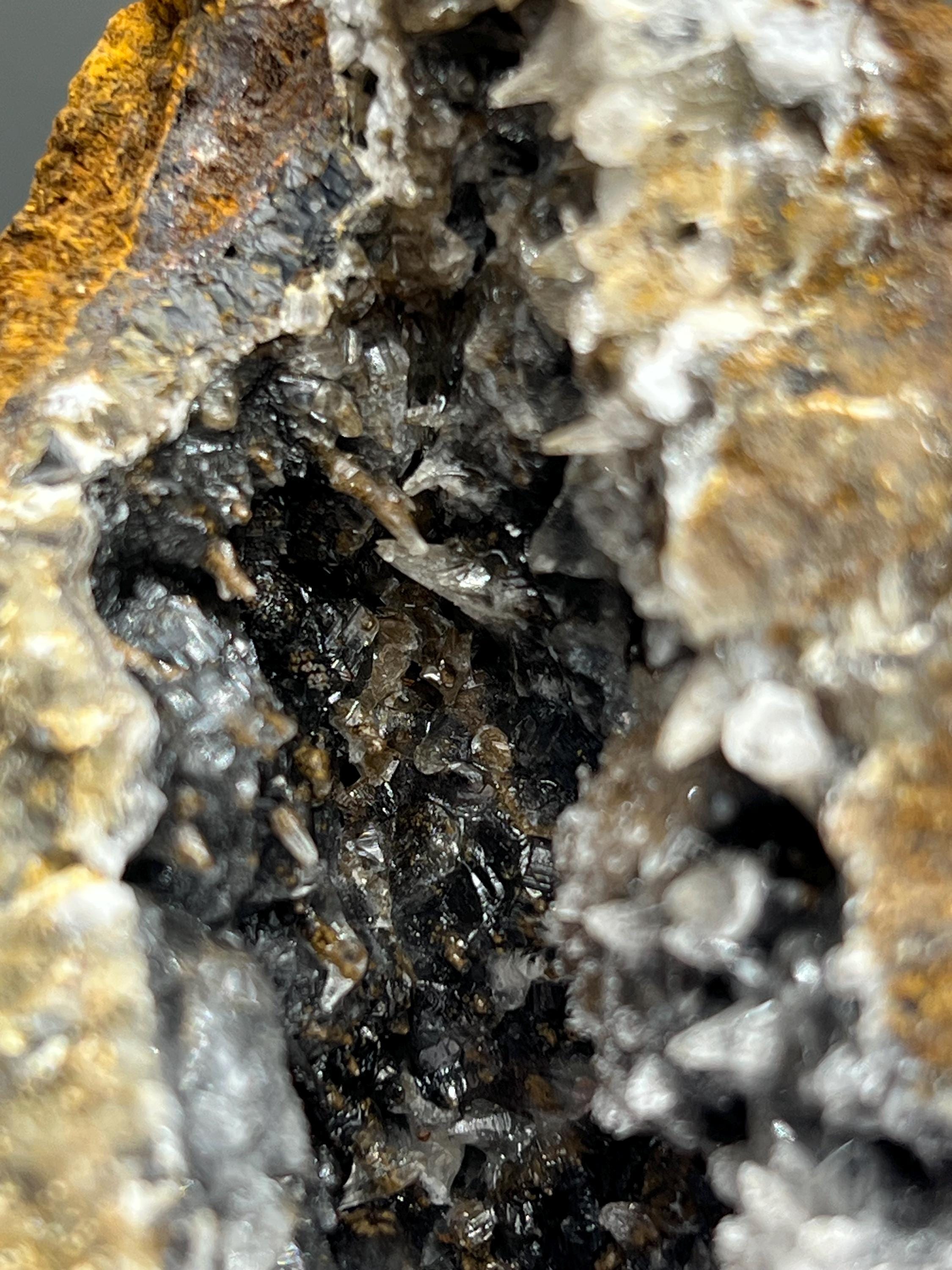 Cave Formed Crystal Calcite On Hematite - Crystal Gemstone AE 