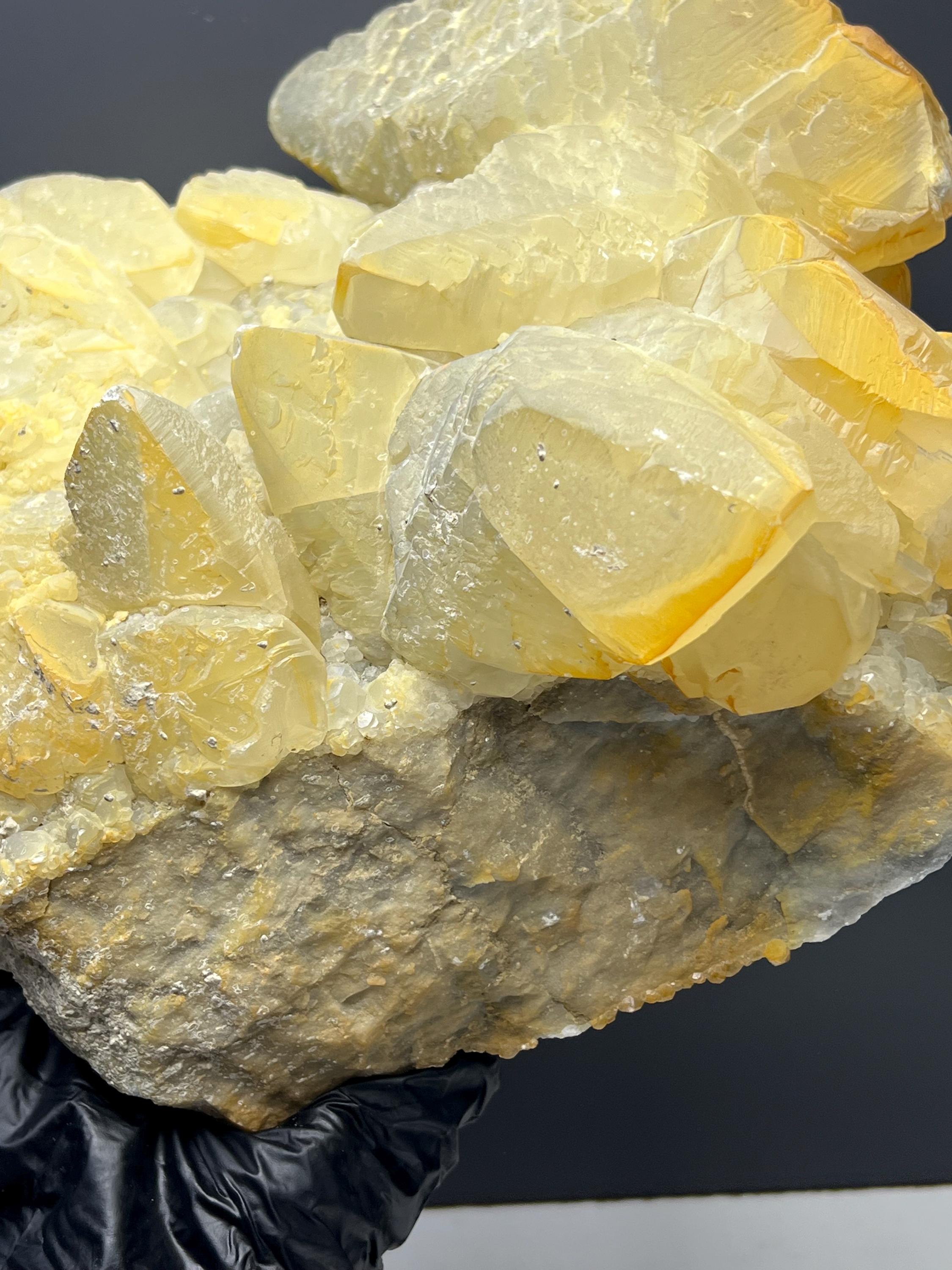 Large Size Very Special Two Sided Golden Yellow Crystal Calcite Specimen - Crystal Gemstone AE 