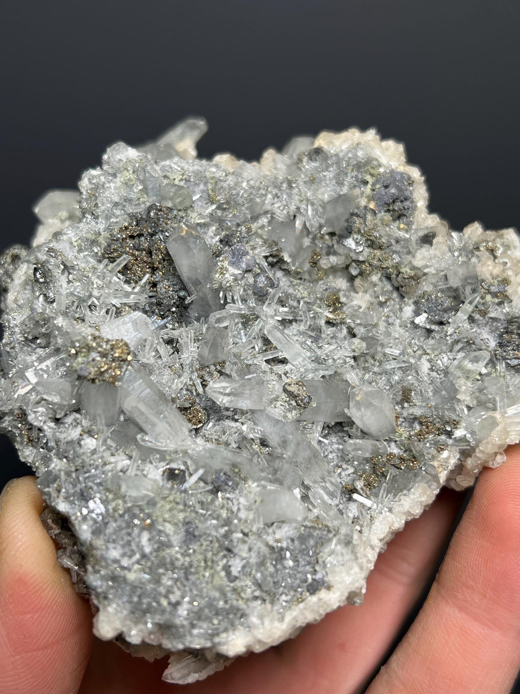 Calcite, Galena And Pyrite With Crystal Quartz - Turkey - Crystal Gemstone AE 