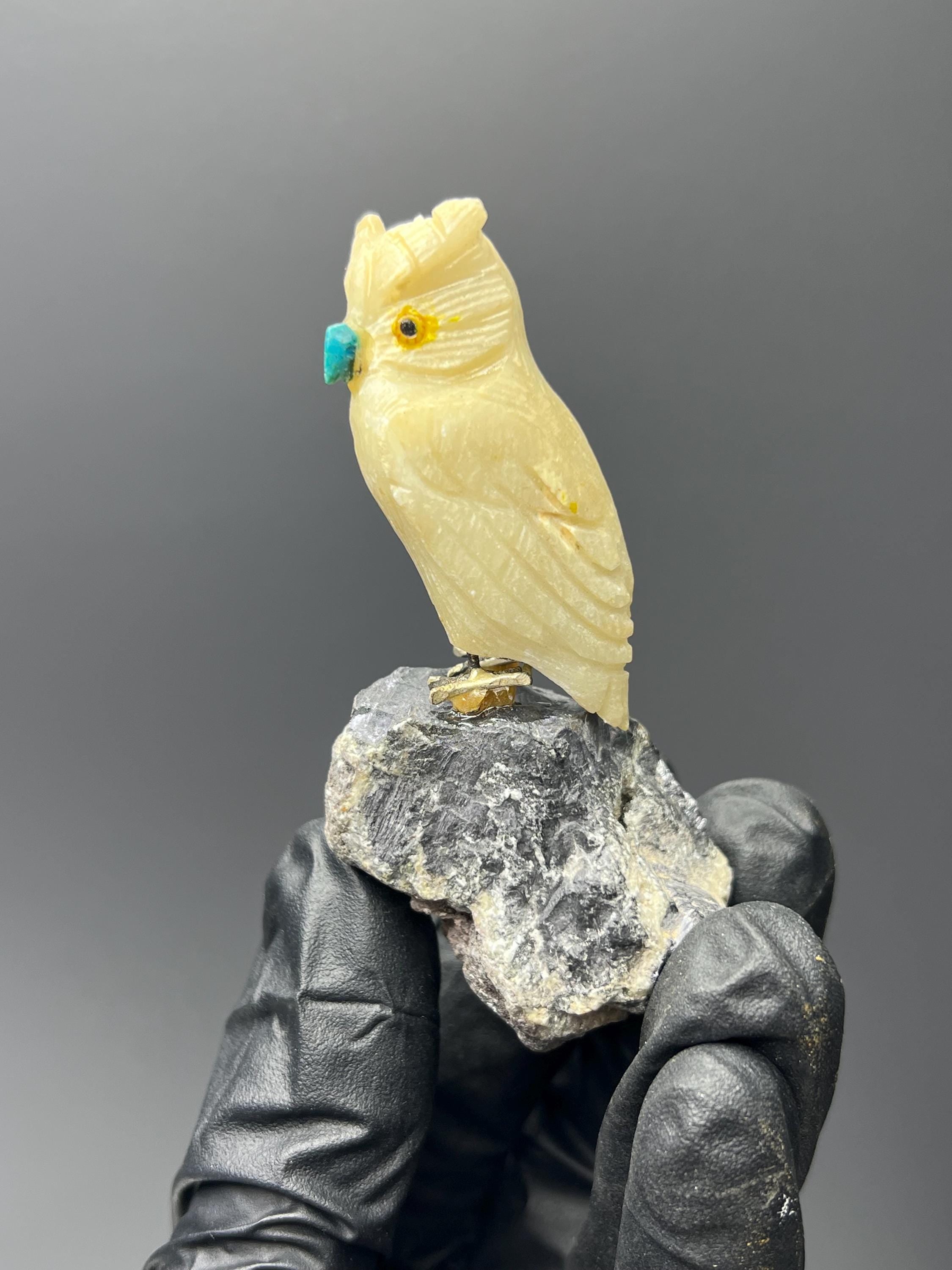 Galena Stone With Natural Stone Bird - Crystal Gemstone AE 