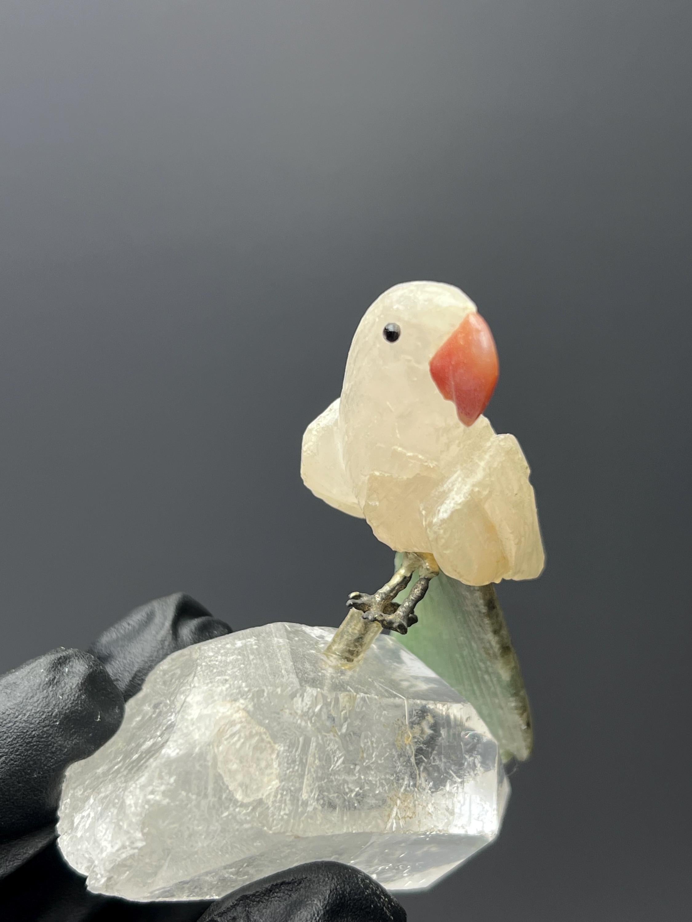 Crystal Quartz With Natural Stone Bird - Crystal Gemstone AE 